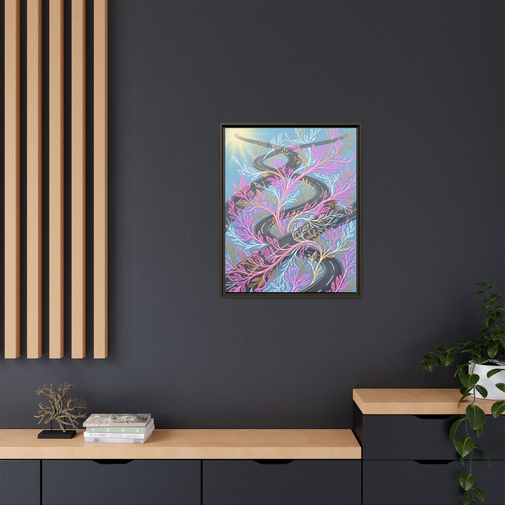Framed Matte Canvas Floral Vines Wall Art — Pastel Botanical Abstract