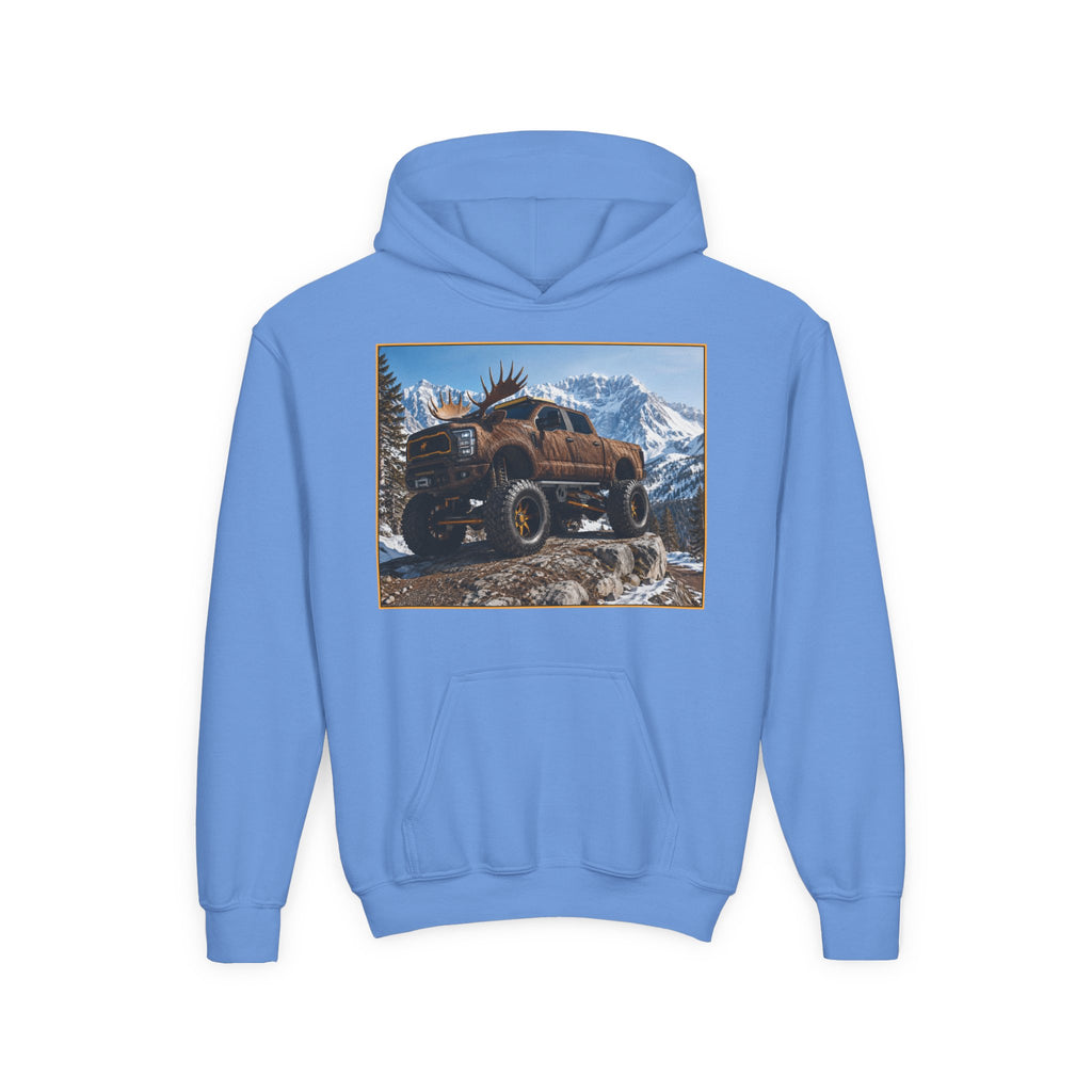 Youth Hoodie - Moose Truck Mountain Adventure Graphic