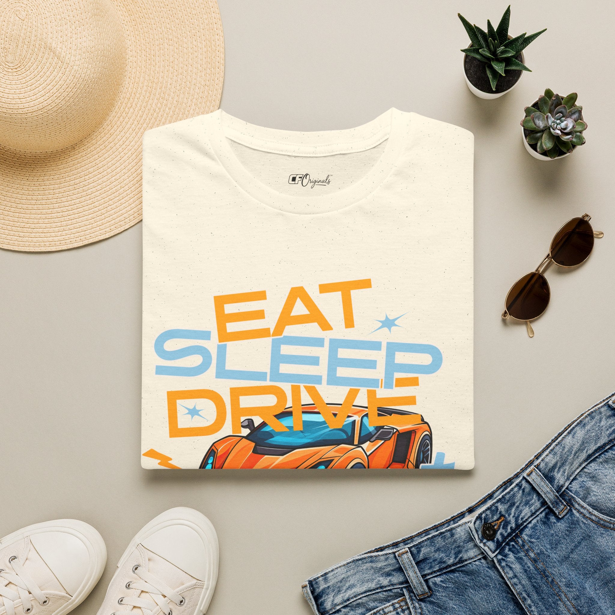 Eat Sleep Drive Repeat T-Shirt — Racing Car Graphic Tee for Motorsport Fans
