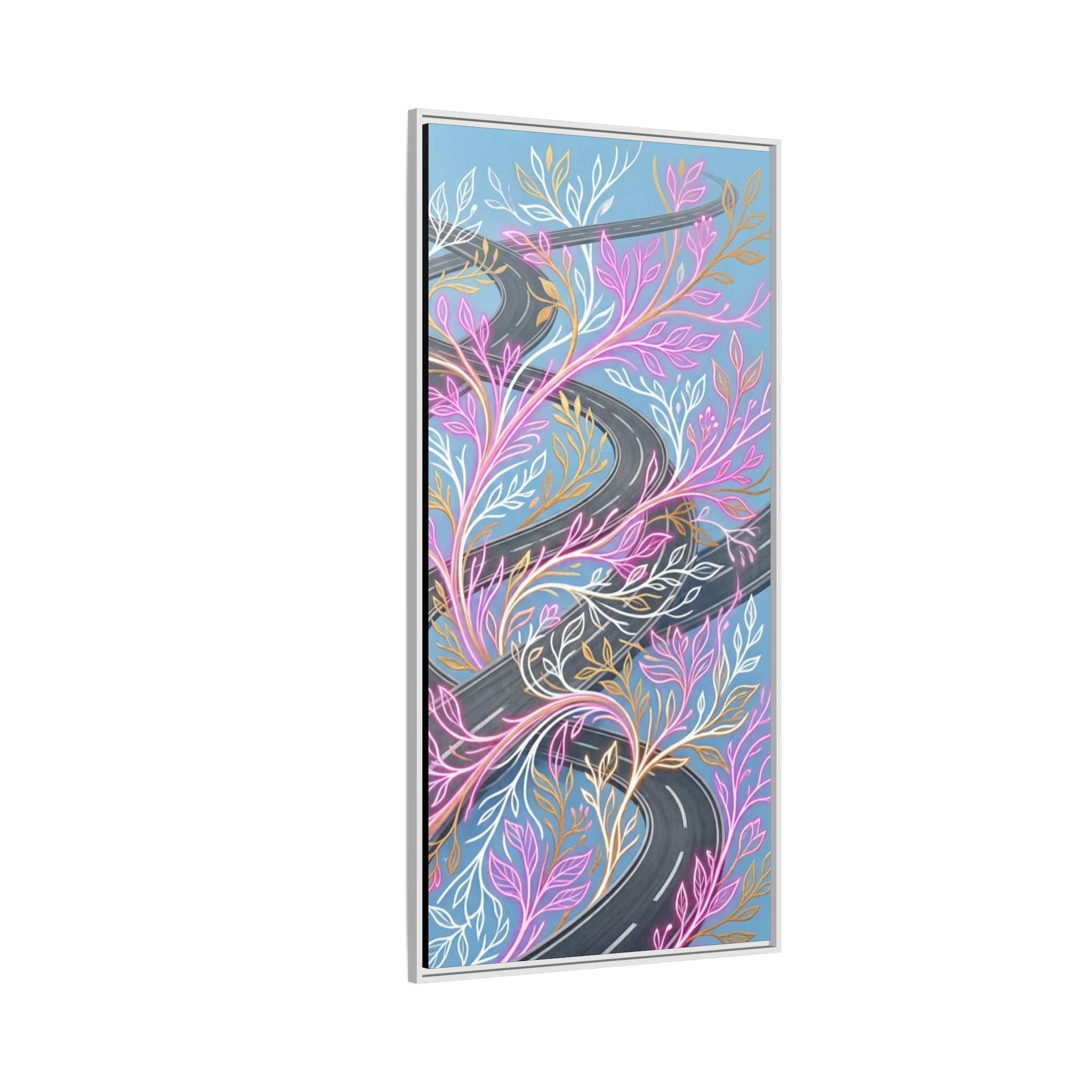 Framed Matte Canvas Floral Vines Wall Art — Pastel Botanical Abstract