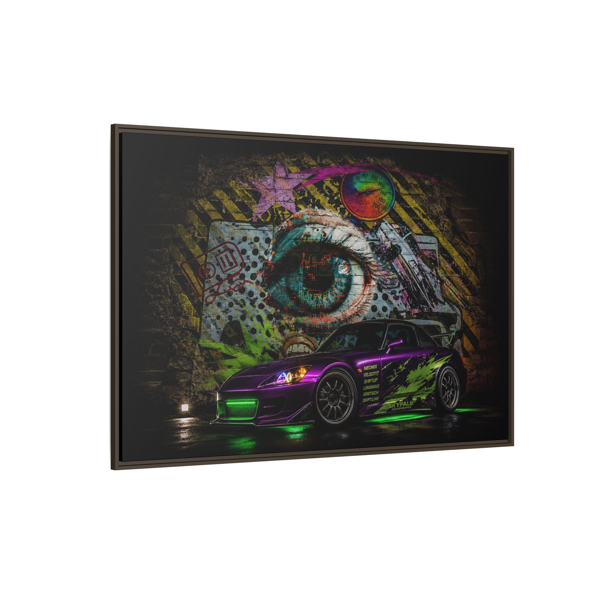 Graffiti Sports Car Matte Canvas - Framed Wall Art