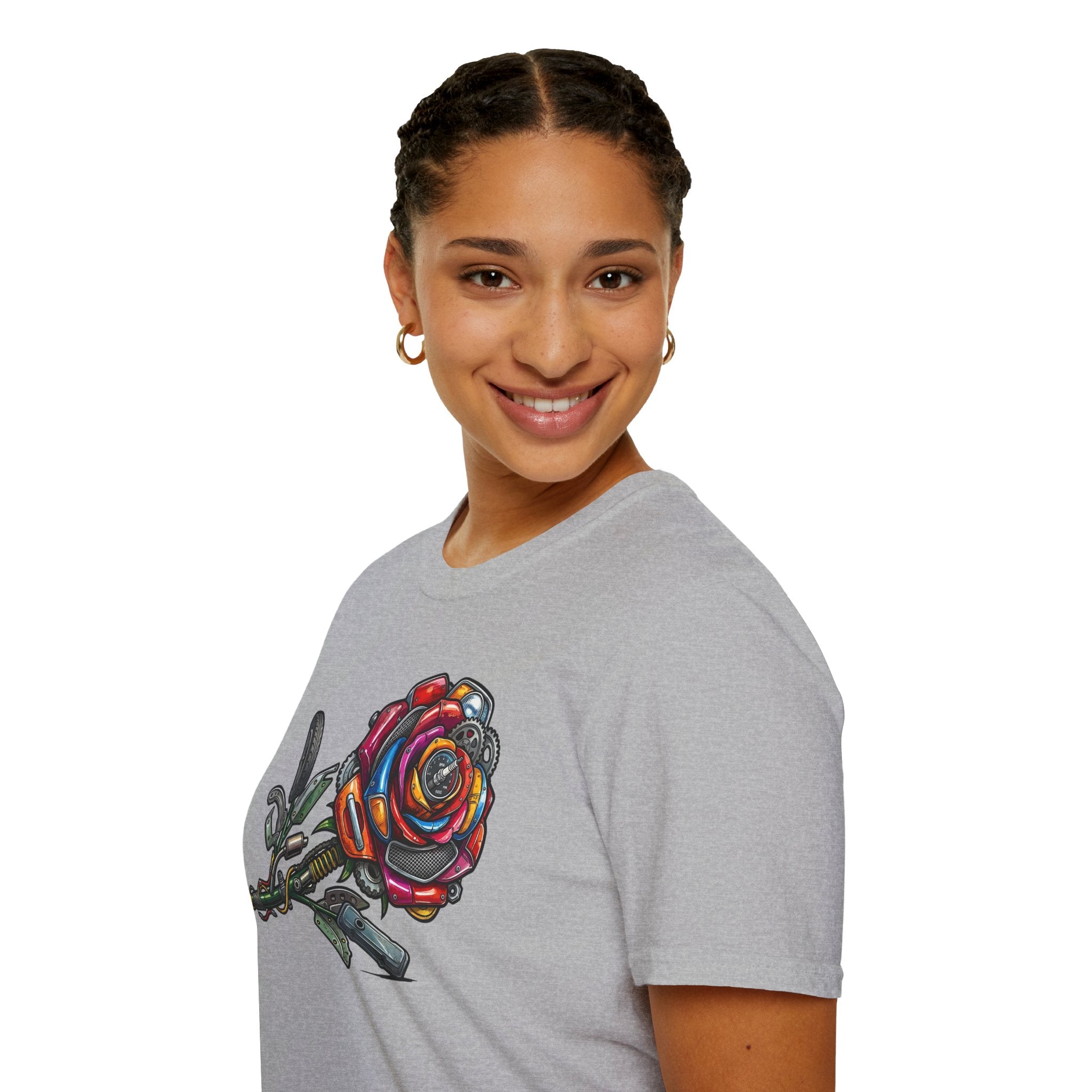 Colorful Mechanical Rose Graphic Tee