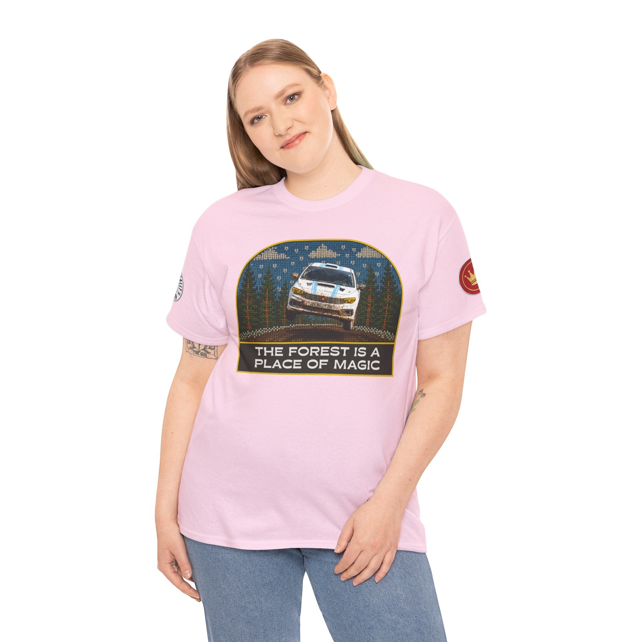 Forest Rally T‑Shirt – 'The Forest Is a Place of Magic' Cross-stitched Style Graphic
