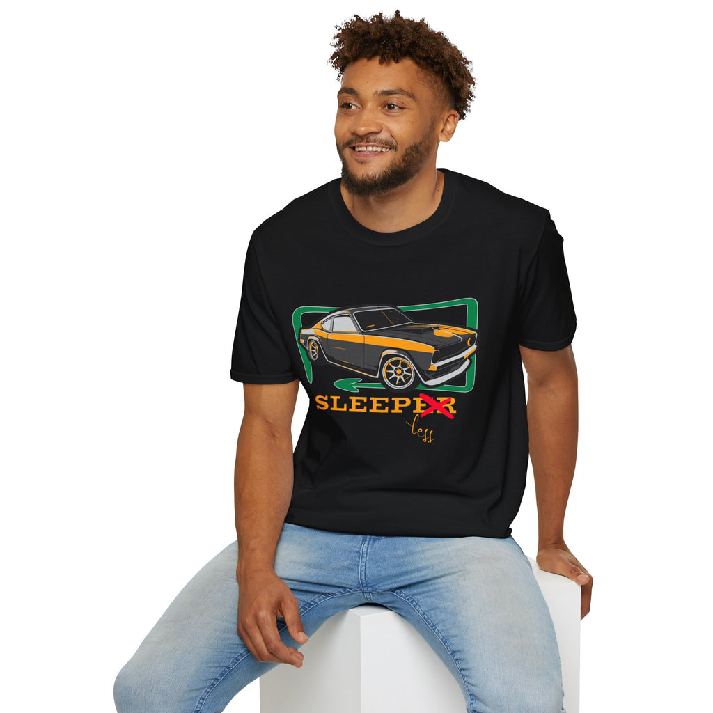 Classic Muscle Car T-Shirt — Retro 'Sleepless' Graphic Tee
