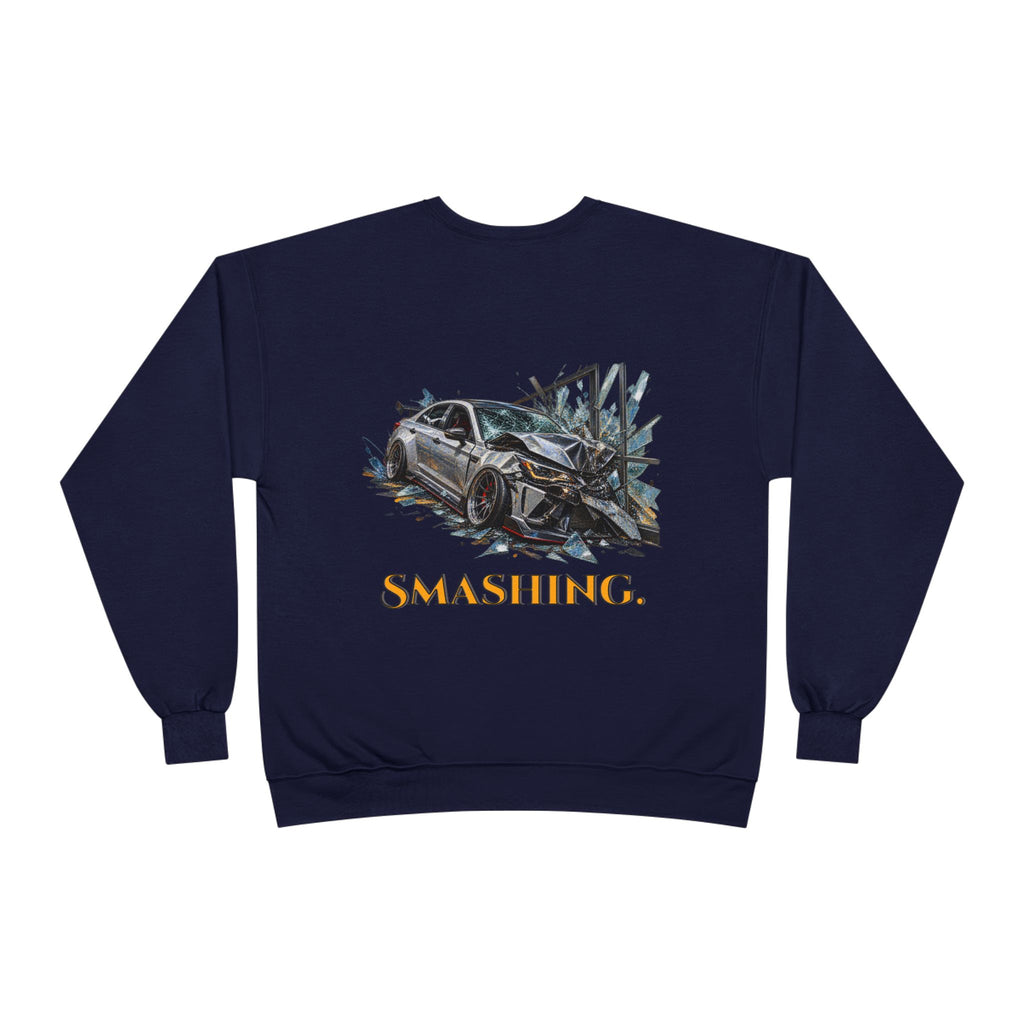 Smashing Crewneck Sweatshirt — Graphic Car Crash Design