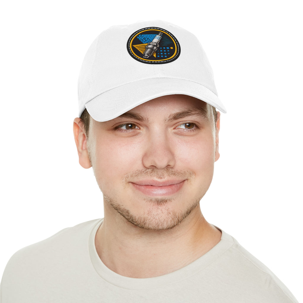 Spark Plug Patch Dad Hat — Vintage Automotive Mechanic Cap