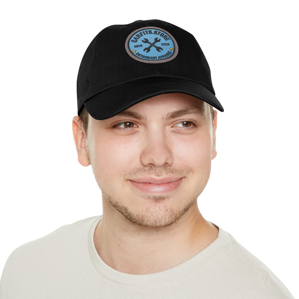 Mechanic Logo Dad Hat — Leather Patch Cap