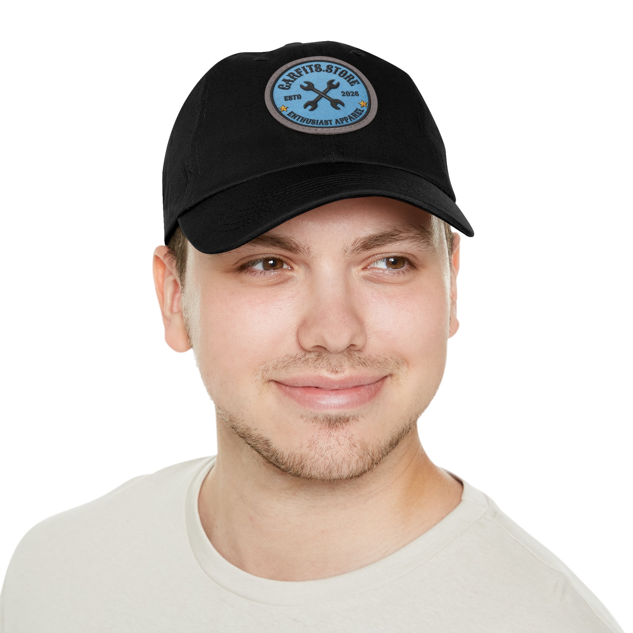 Mechanic Logo Dad Hat — Leather Patch Cap