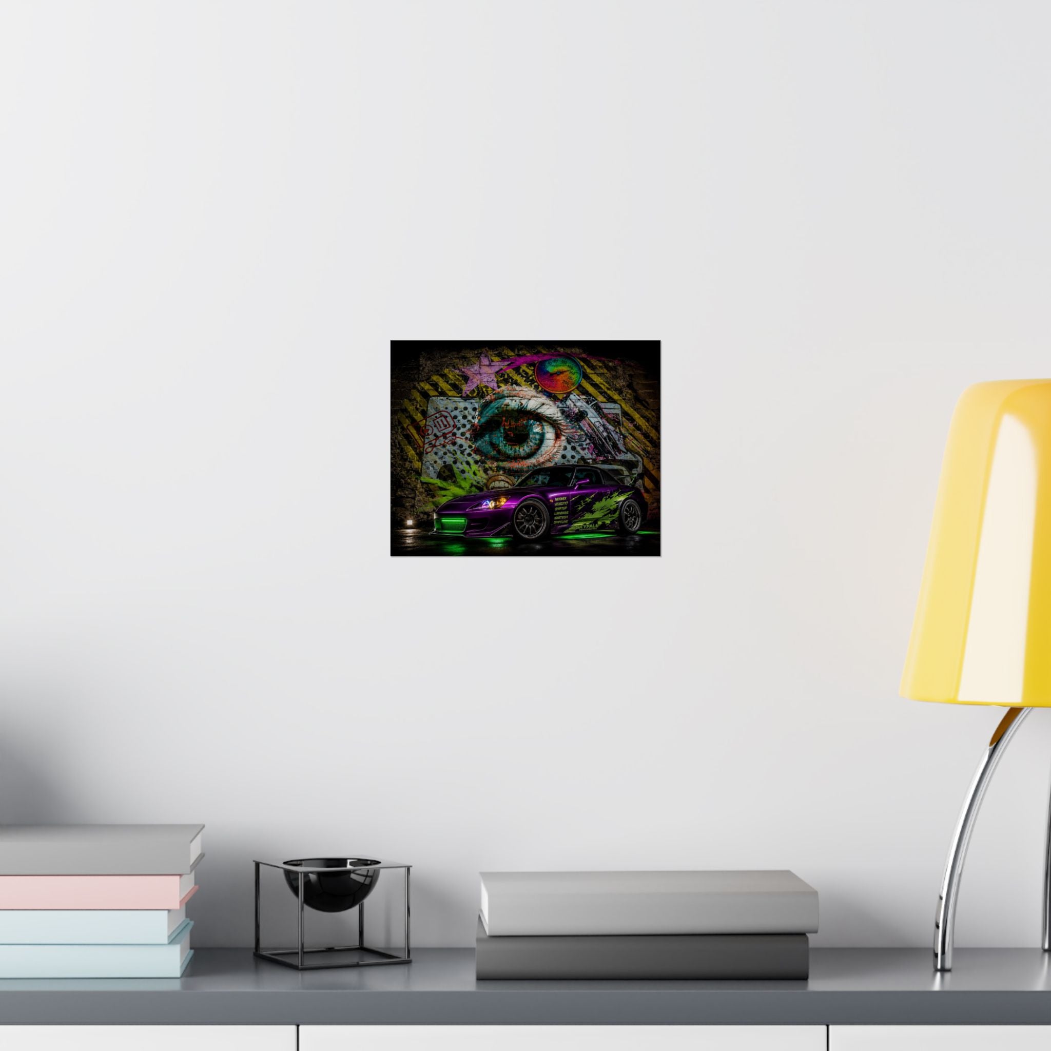 Graffiti Sports Car Matte Poster — Neon Drift Street Art Wall Print