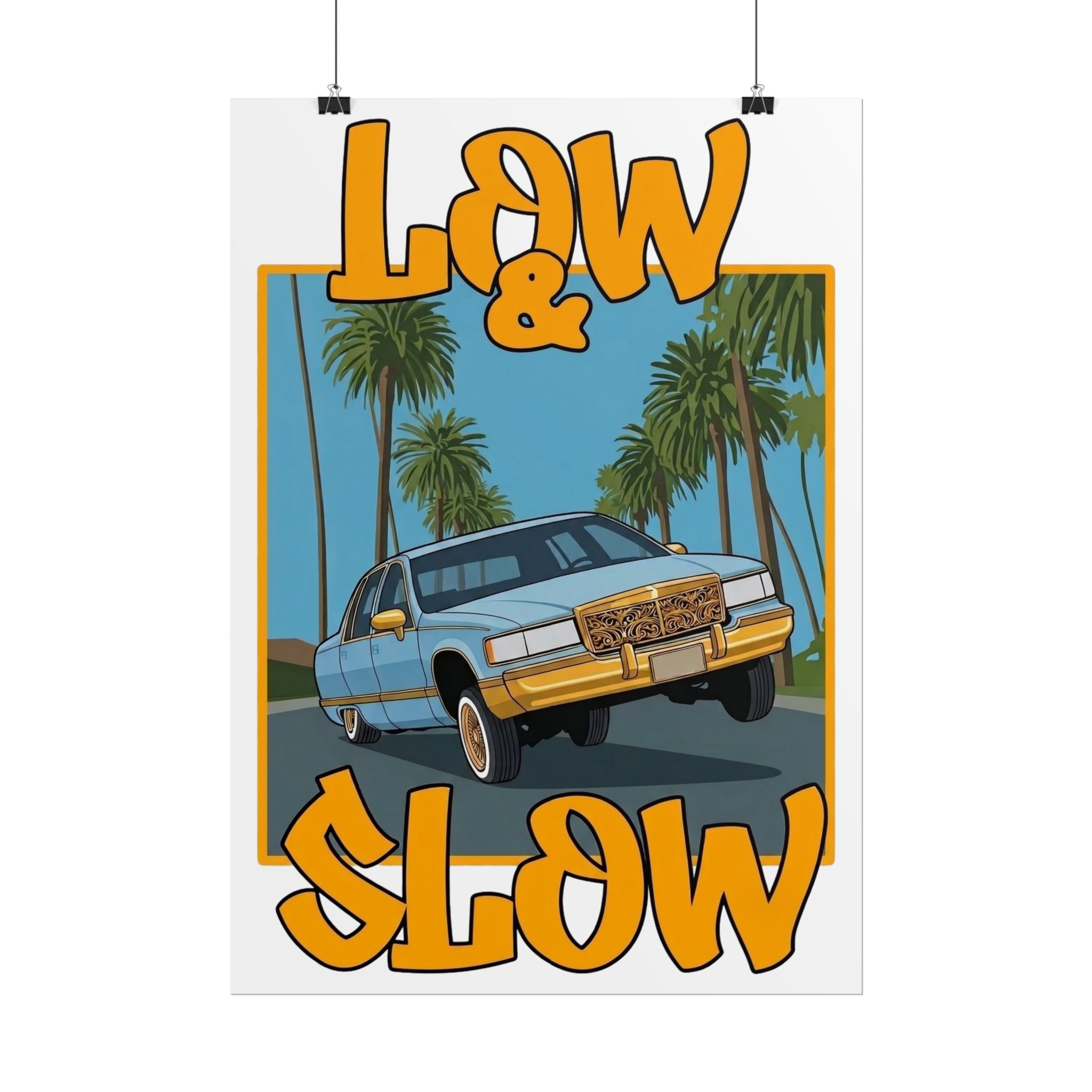Low & Slow Car Poster — Vintage Lowrider Art Print (Rolled Poster)