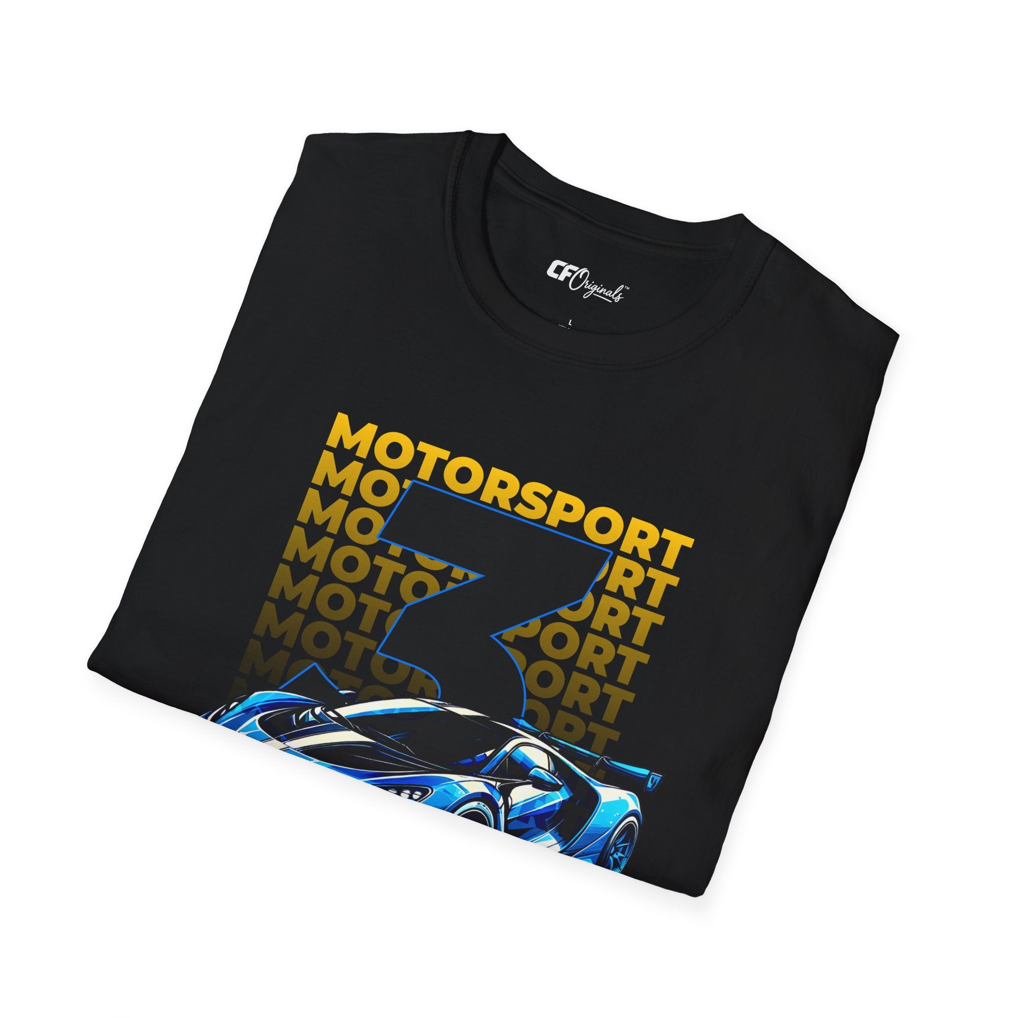 Motorsport No.3 Racing T‑Shirt — Blue Supercar Graphic Tee