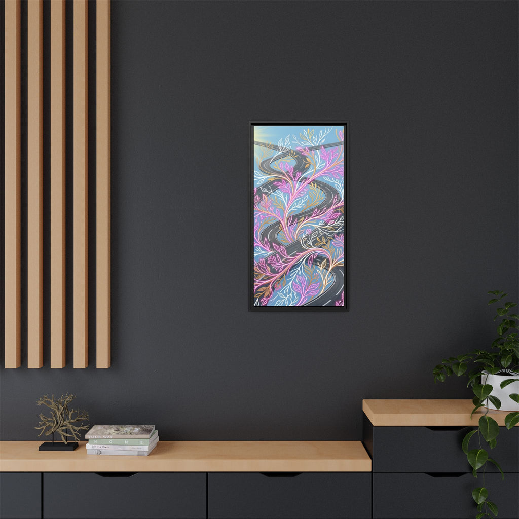 Framed Matte Canvas Floral Vines Wall Art — Pastel Botanical Abstract