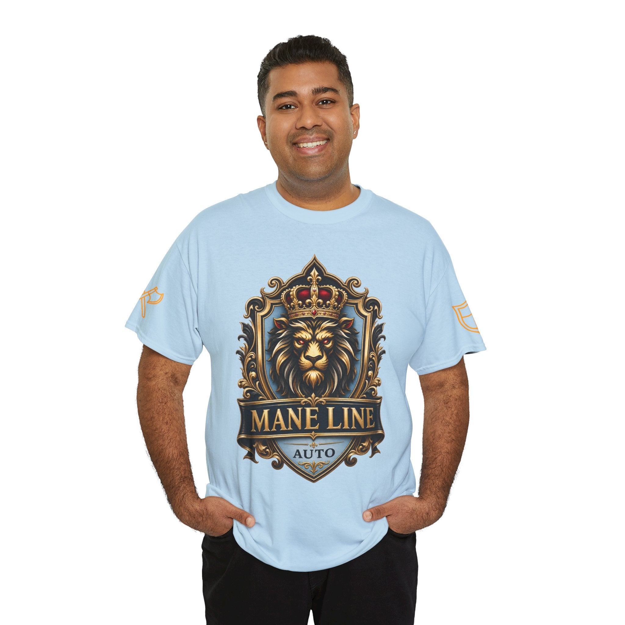 Lion Crest Tee — "Mane Line Auto" Vintage Heraldic Graphic Shirt