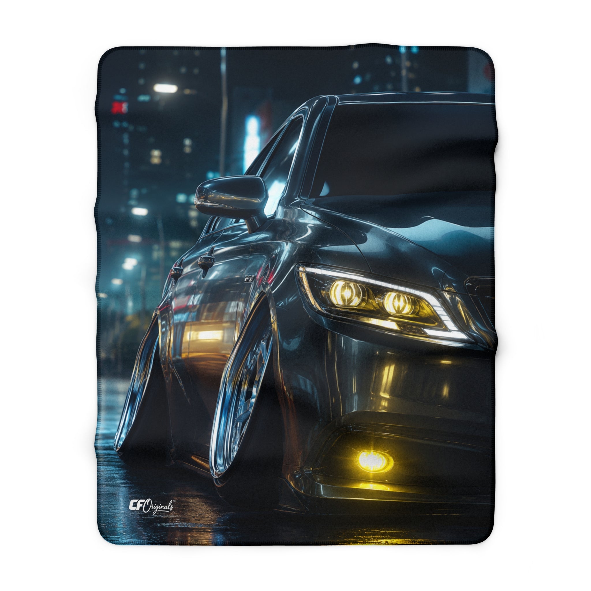 Slammed Sedan Sherpa Blanket — Night City Design