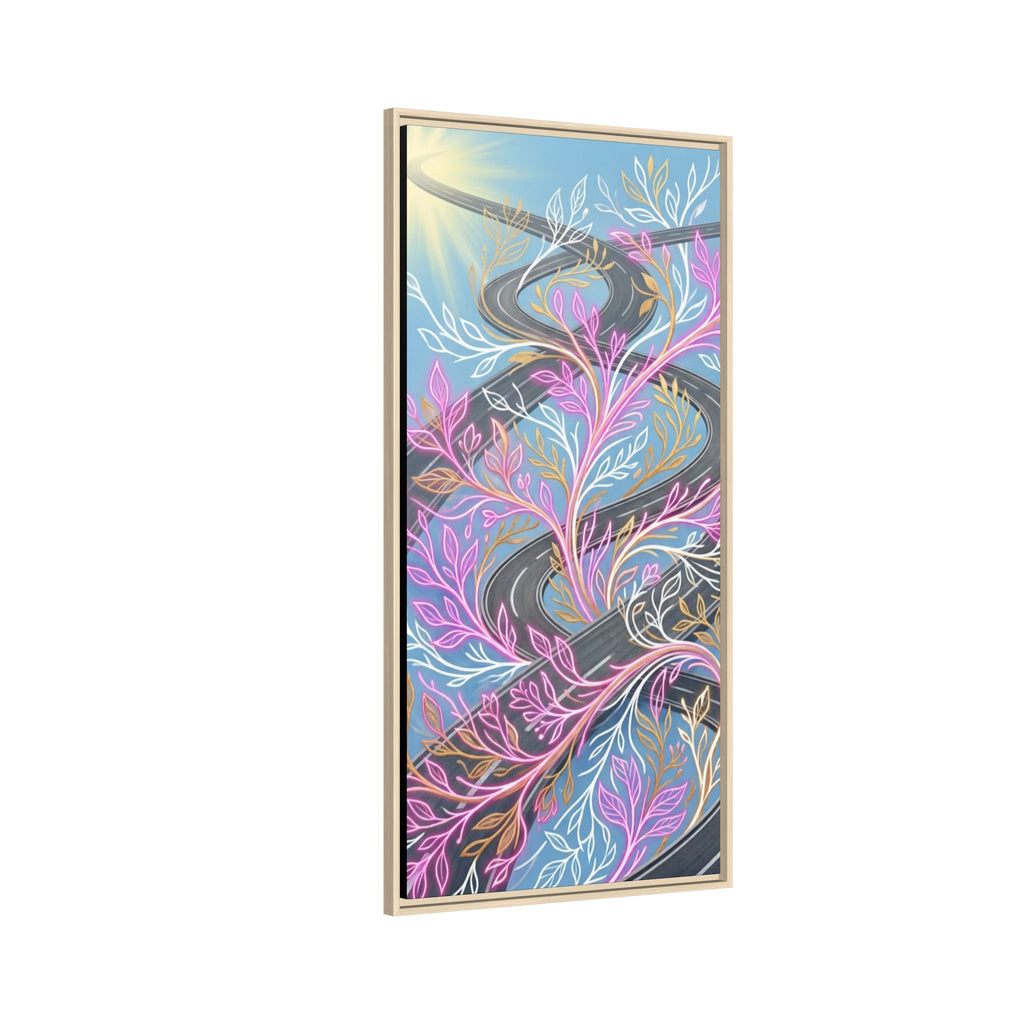 Framed Matte Canvas Floral Vines Wall Art — Pastel Botanical Abstract
