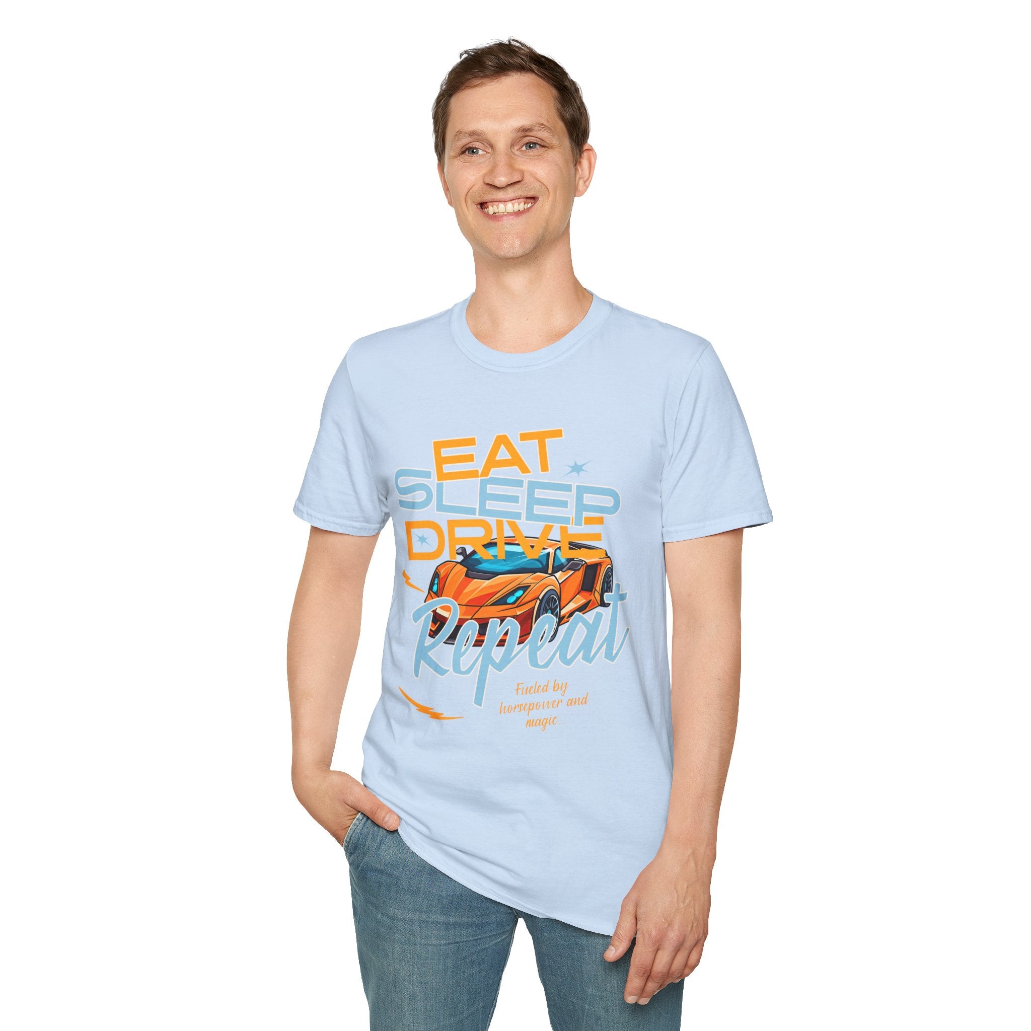 Eat Sleep Drive Repeat T-Shirt — Racing Car Graphic Tee for Motorsport Fans