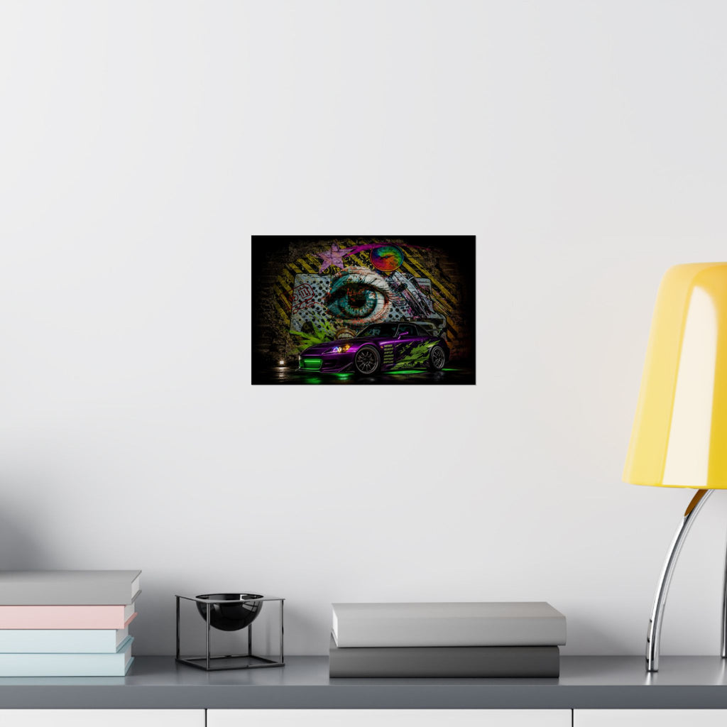 Graffiti Sports Car Matte Poster — Neon Drift Street Art Wall Print