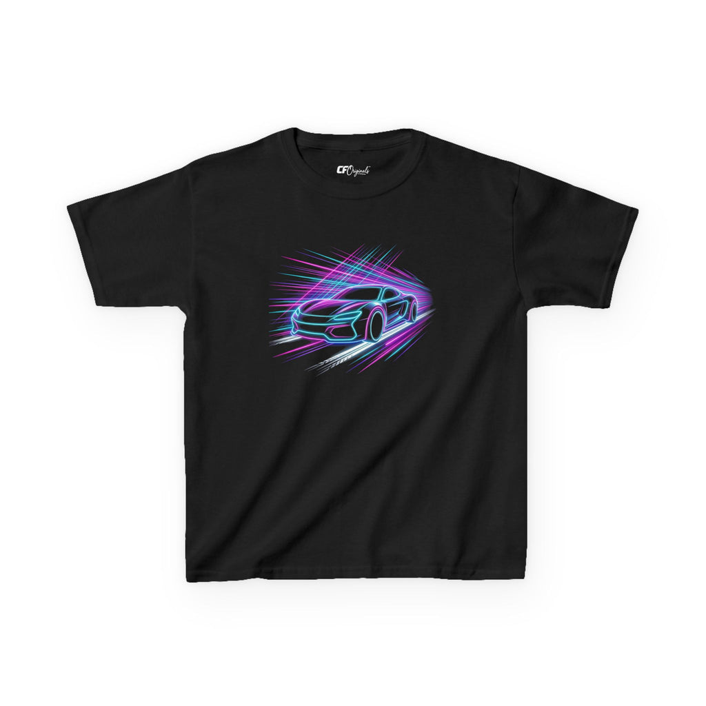 Kids Neon Speed Car Tee — Racing Graphic