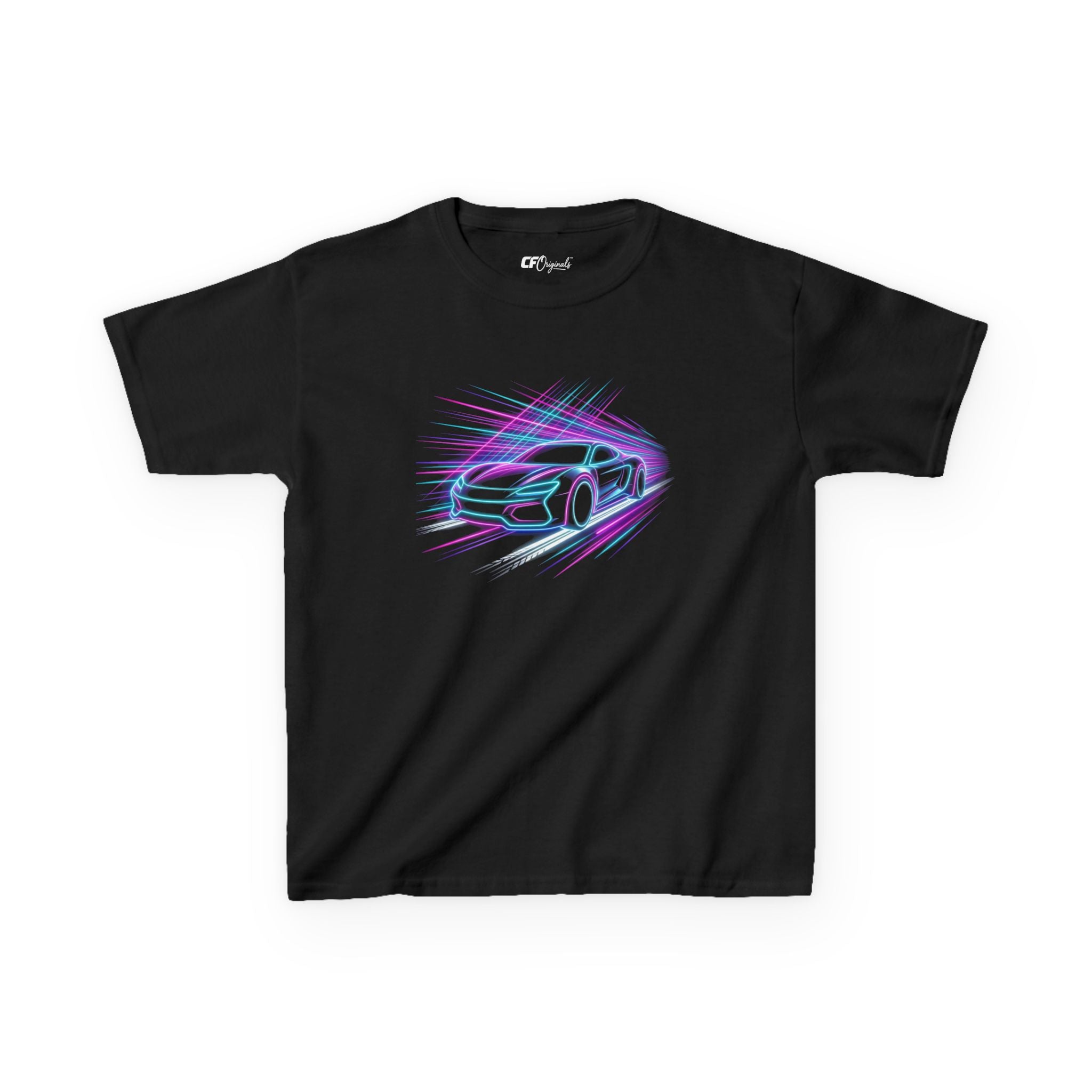 Kids Neon Speed Car Tee — Racing Graphic