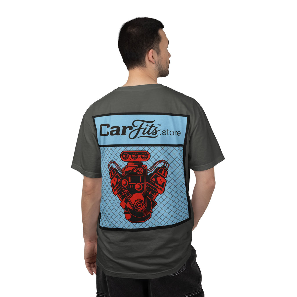 CarFits.store Big Prints T-Shirt — Retro Engine & Scenic Drive