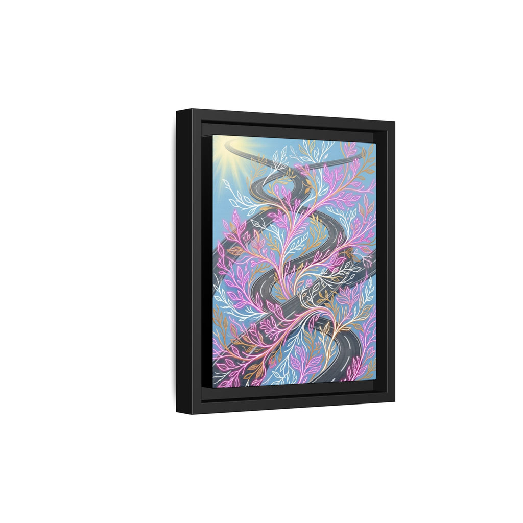 Framed Matte Canvas Floral Vines Wall Art — Pastel Botanical Abstract