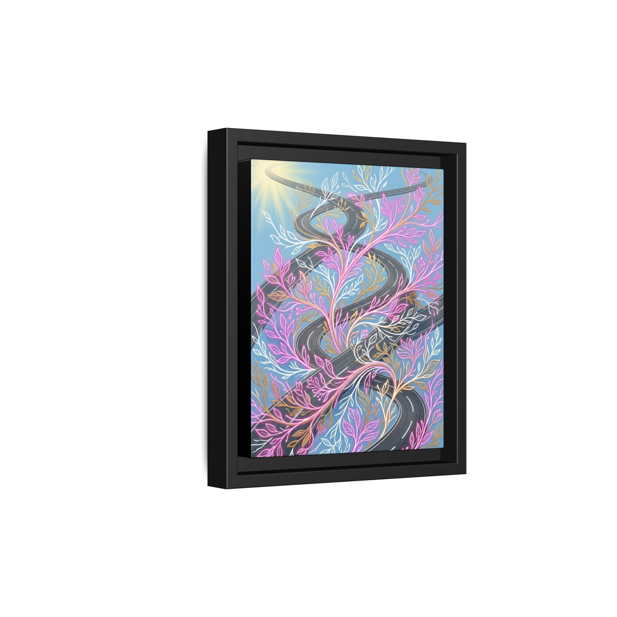 Framed Matte Canvas Floral Vines Wall Art — Pastel Botanical Abstract