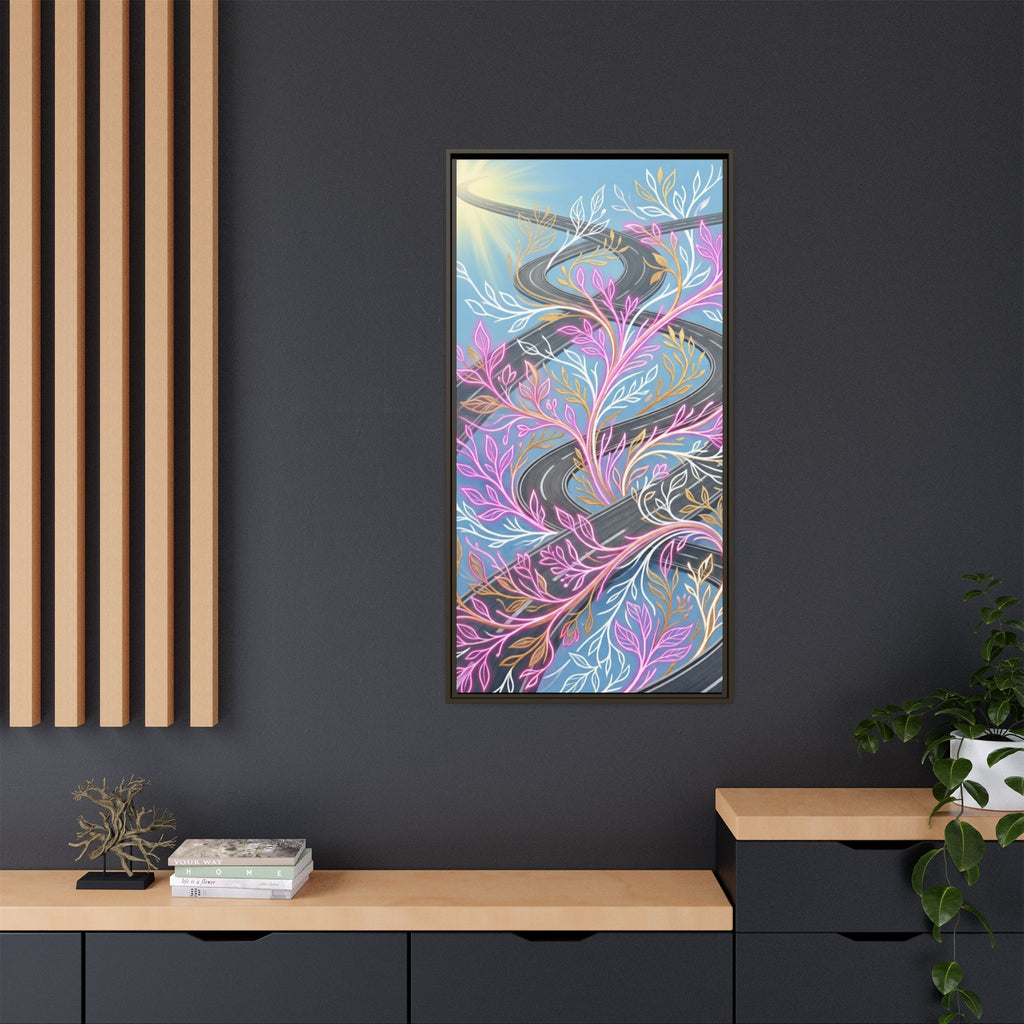 Framed Matte Canvas Floral Vines Wall Art — Pastel Botanical Abstract