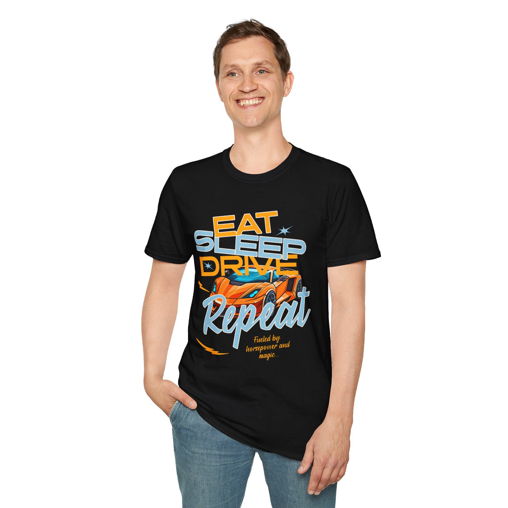 Eat Sleep Drive Repeat T-Shirt — Racing Car Graphic Tee for Motorsport Fans