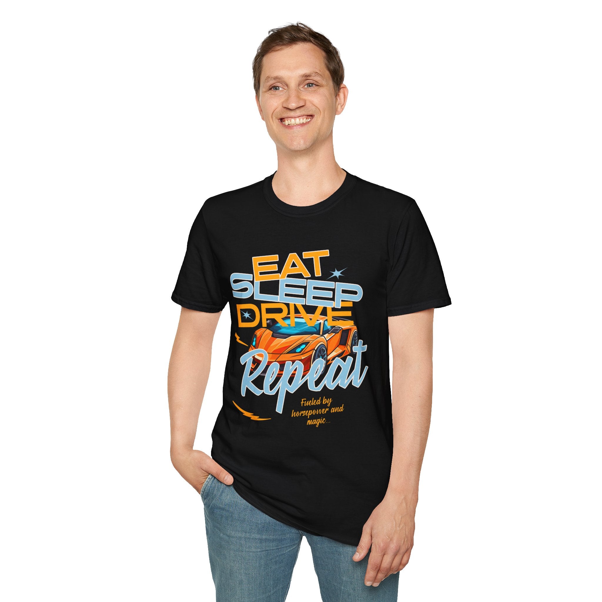 Eat Sleep Drive Repeat T-Shirt — Racing Car Graphic Tee for Motorsport Fans