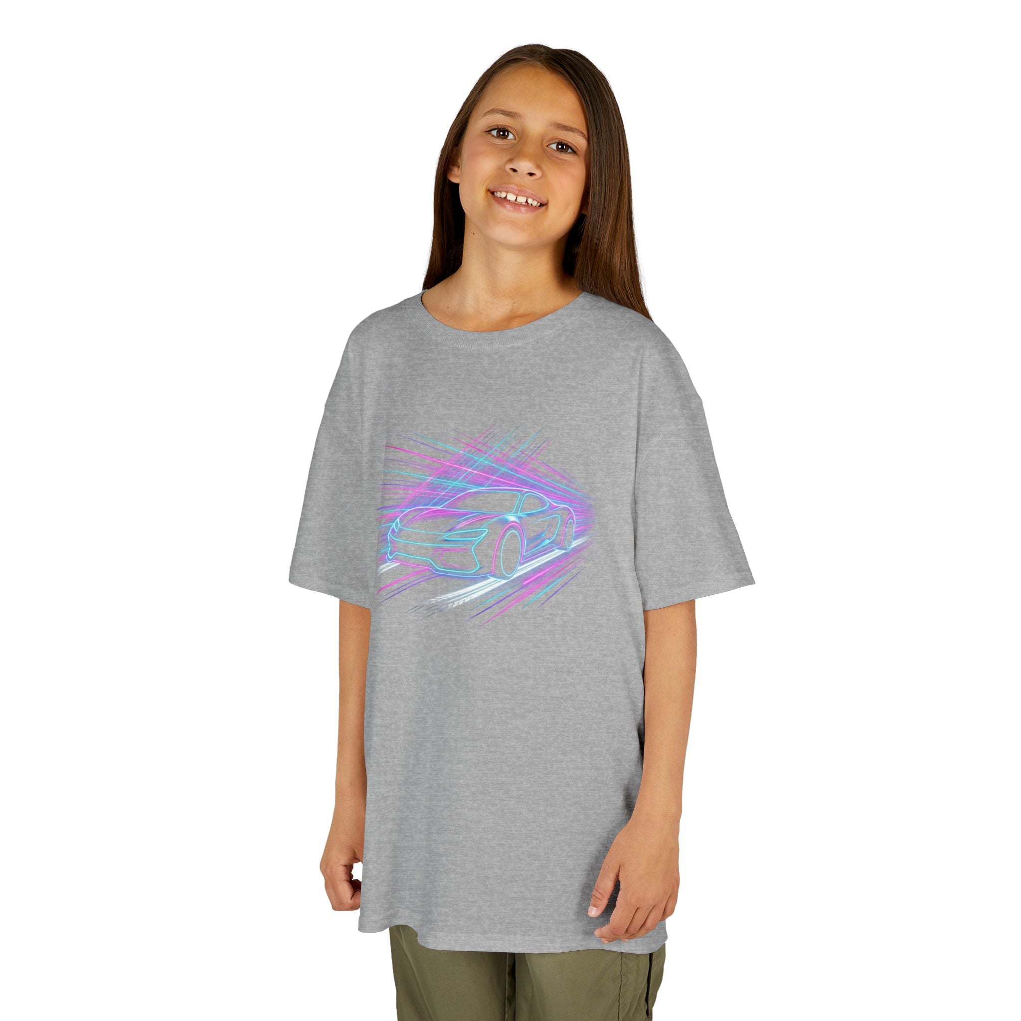 Kids Neon Speed Car Tee — Racing Graphic