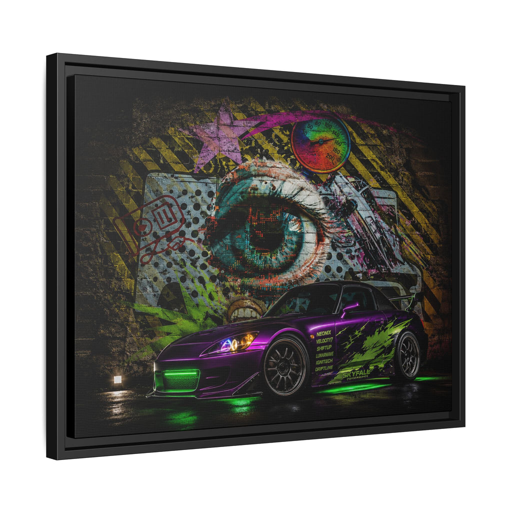 Graffiti Sports Car Matte Canvas - Framed Wall Art