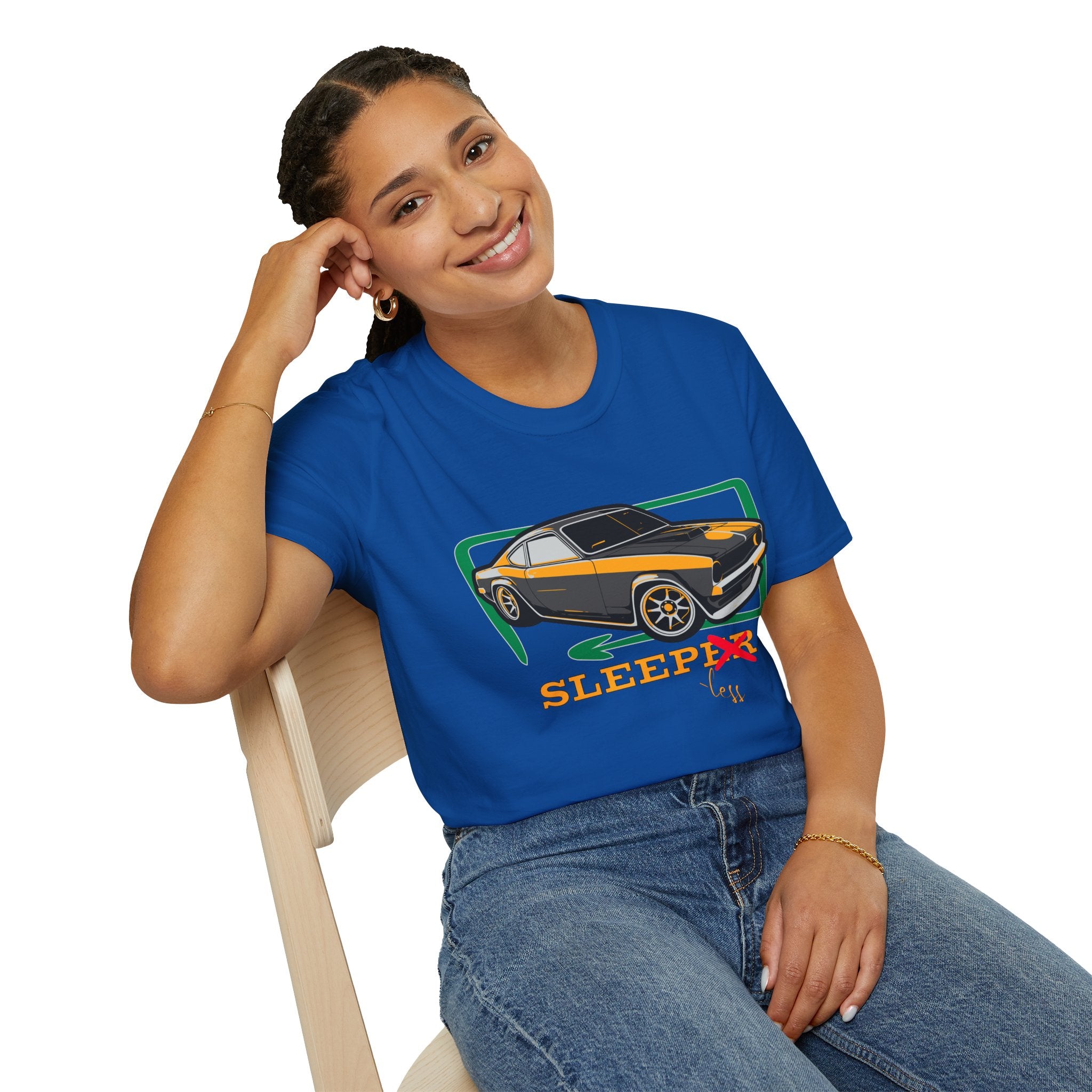 Classic Muscle Car T-Shirt — Retro 'Sleepless' Graphic Tee