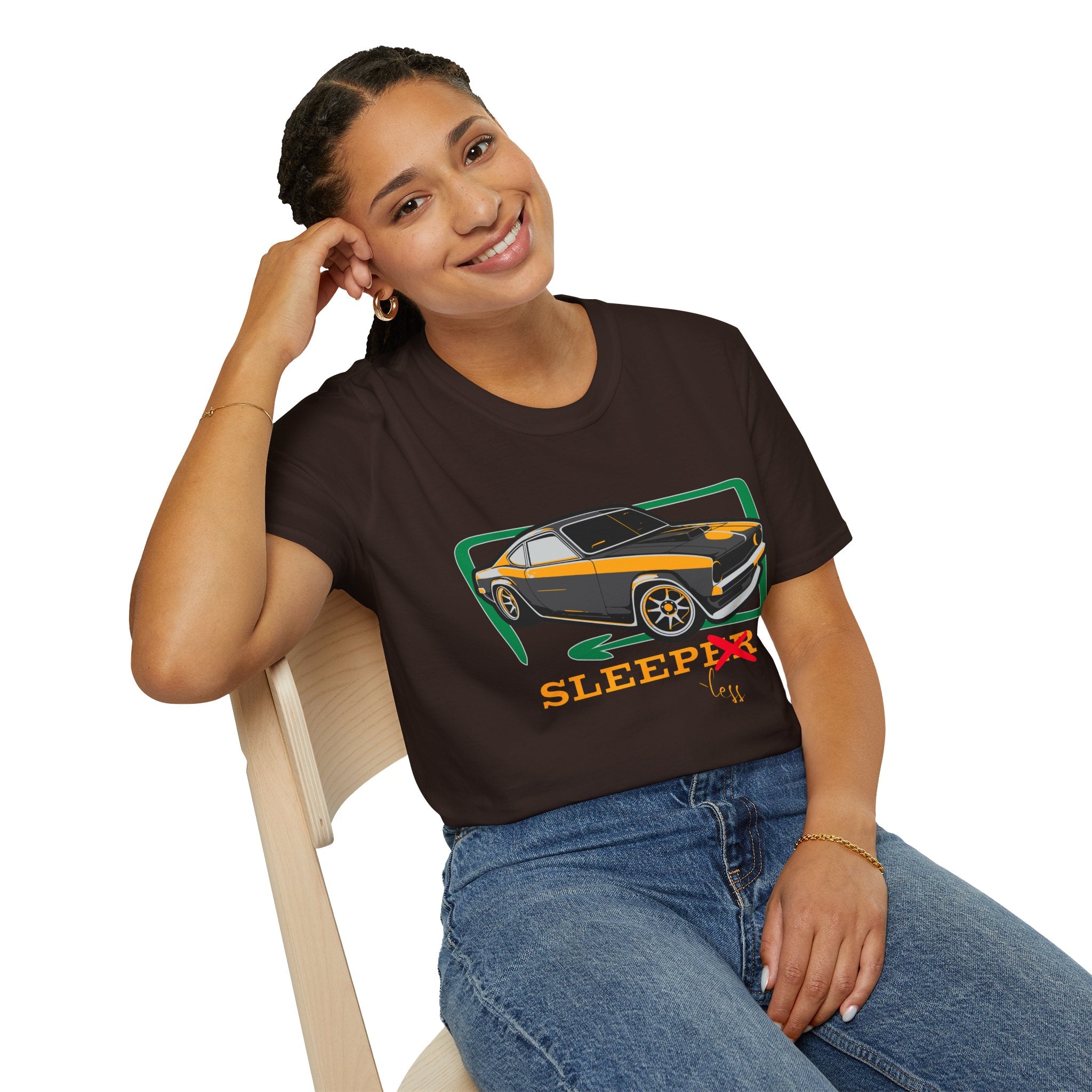 Classic Muscle Car T-Shirt — Retro 'Sleepless' Graphic Tee