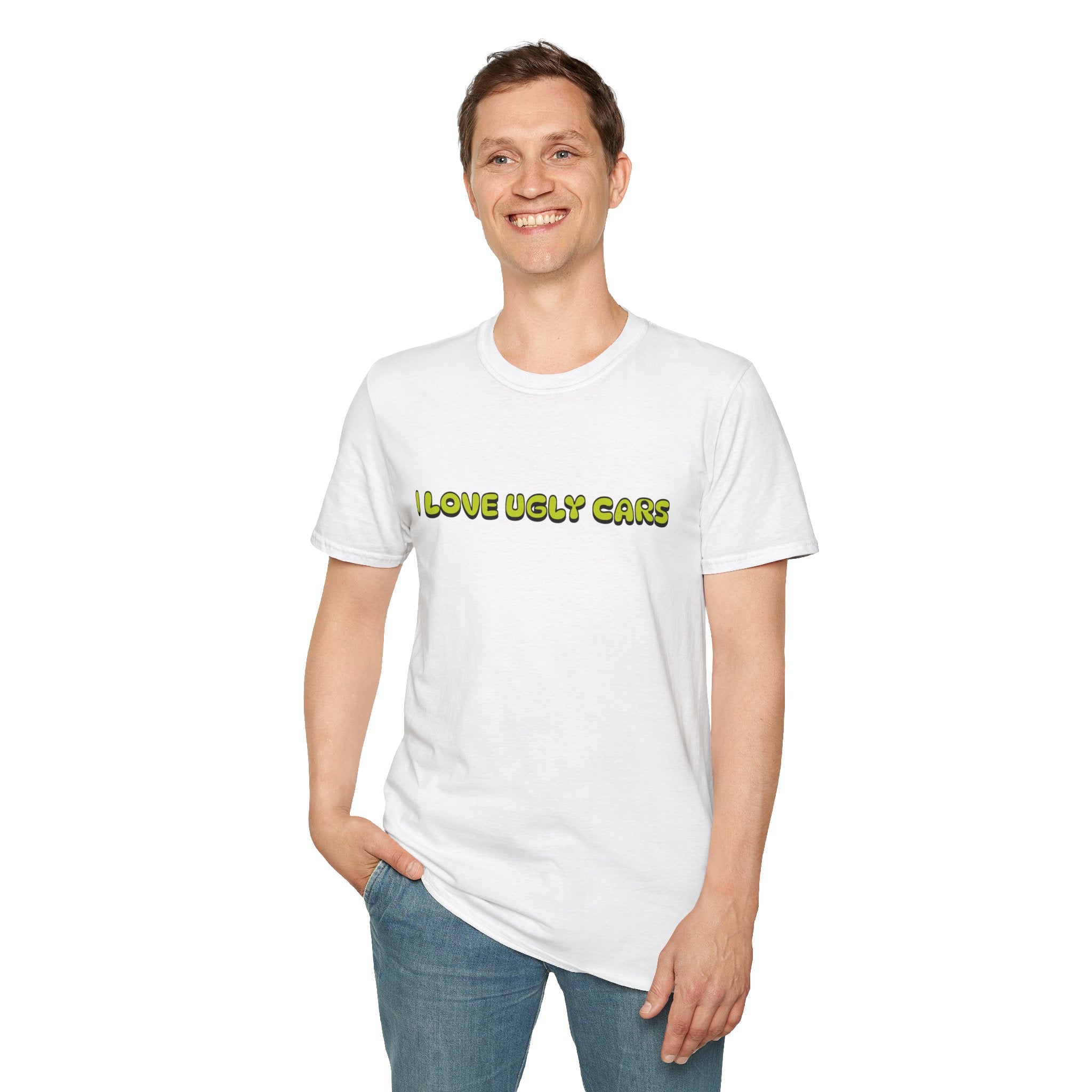 T-Shirt — "I Love Ugly Cars" Retro Green Graphic Tee