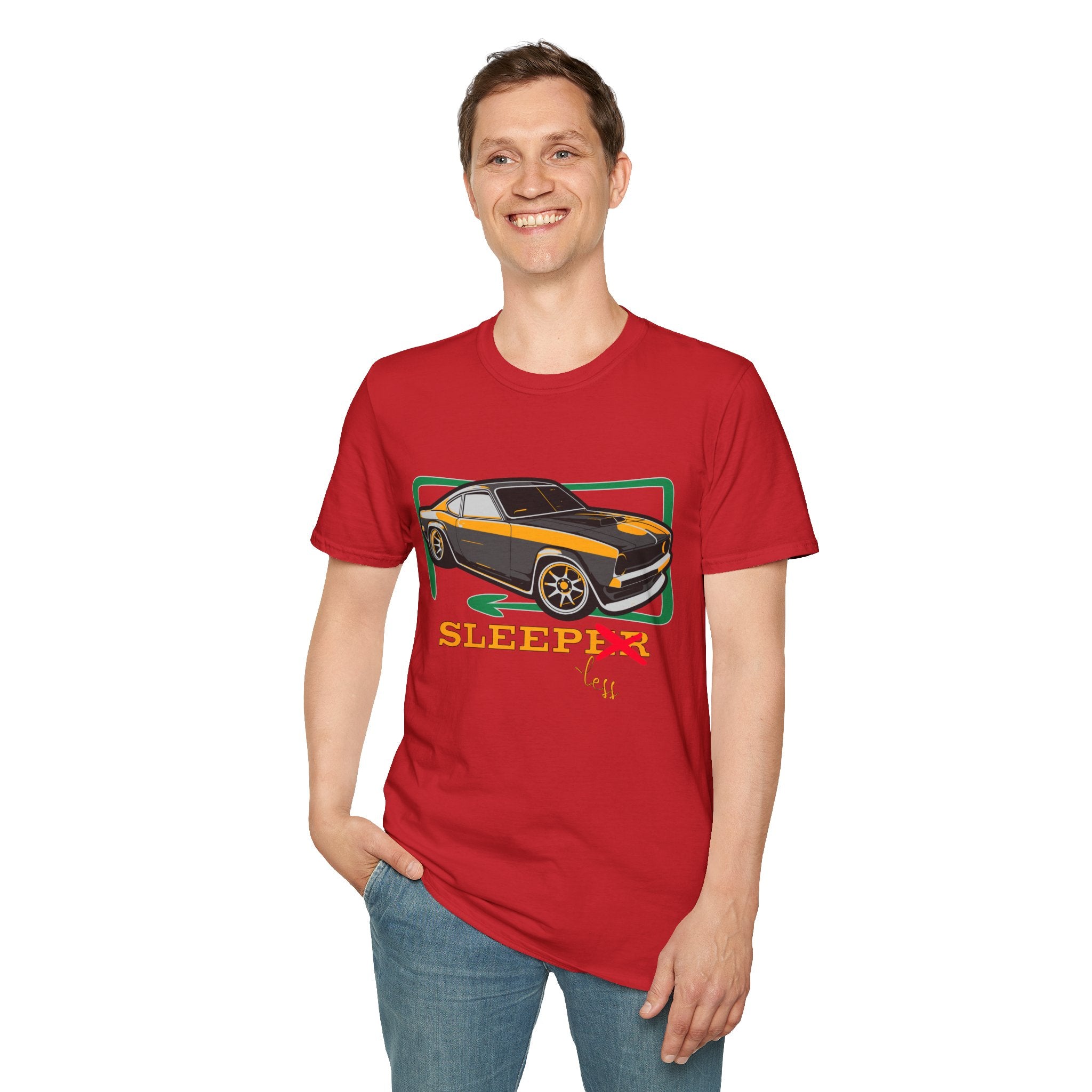 Classic Muscle Car T-Shirt — Retro 'Sleepless' Graphic Tee