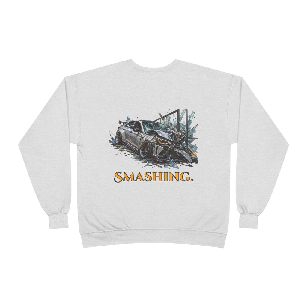 Smashing Crewneck Sweatshirt — Graphic Car Crash Design