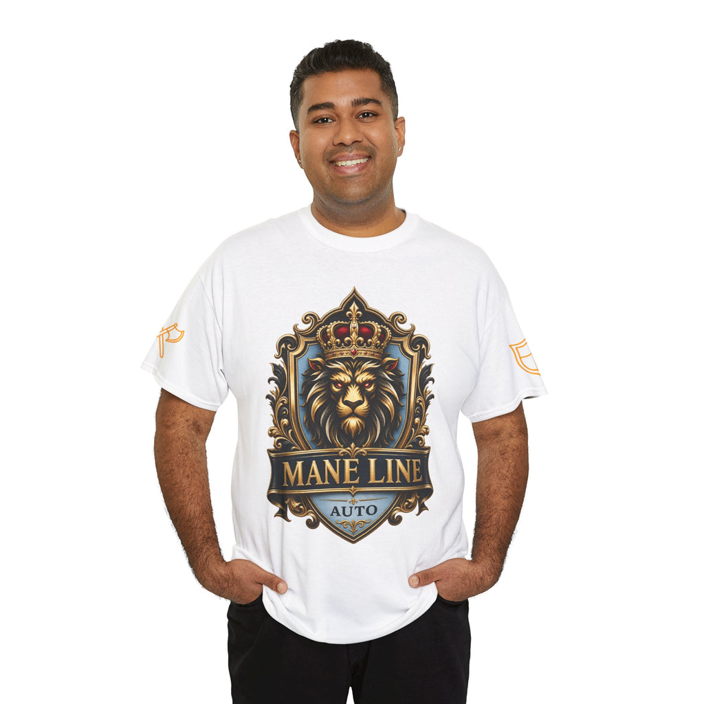 Lion Crest Tee — "Mane Line Auto" Vintage Heraldic Graphic Shirt