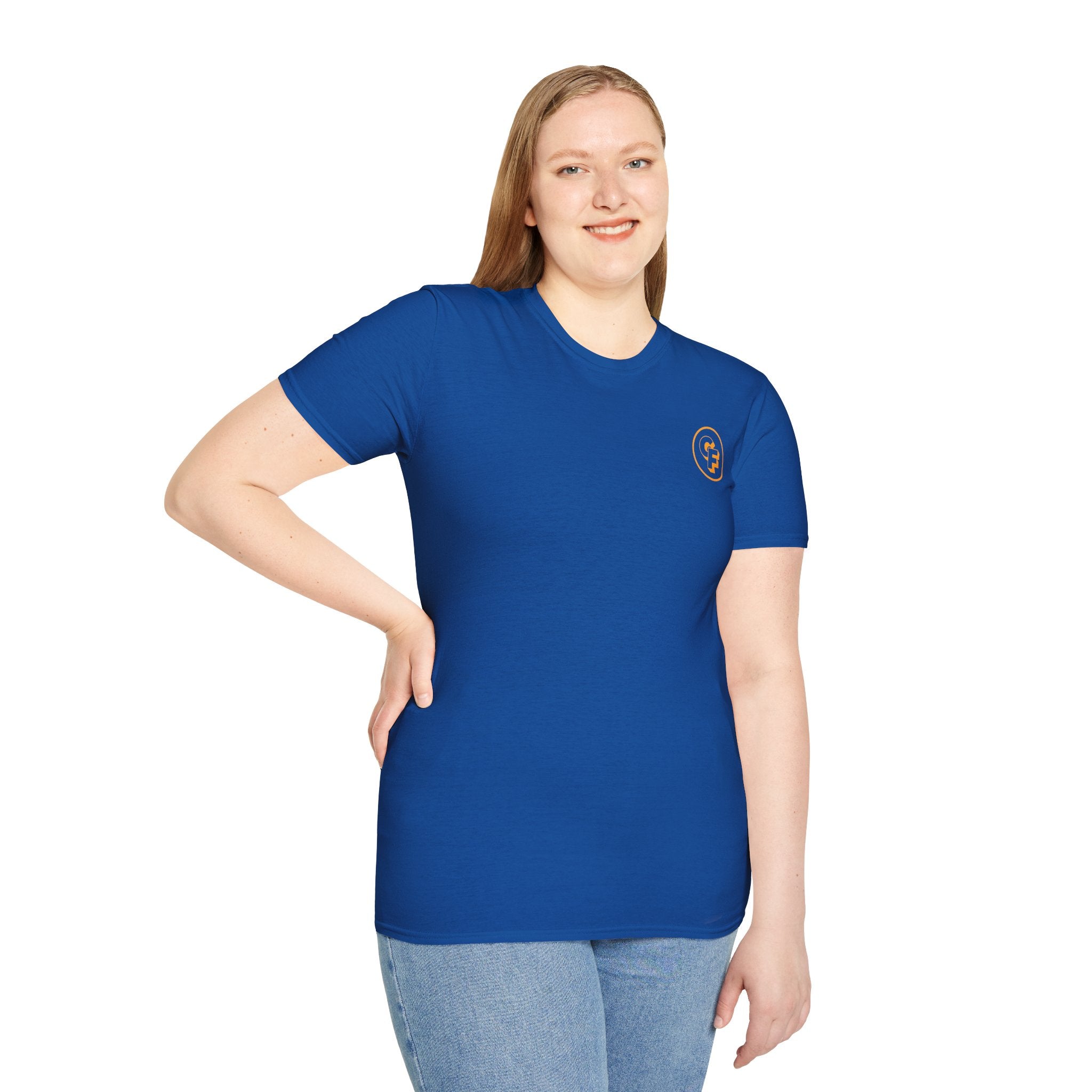 Minimal Orange CF Logo T-Shirt — Subtle Chest & Statement Back Graphic