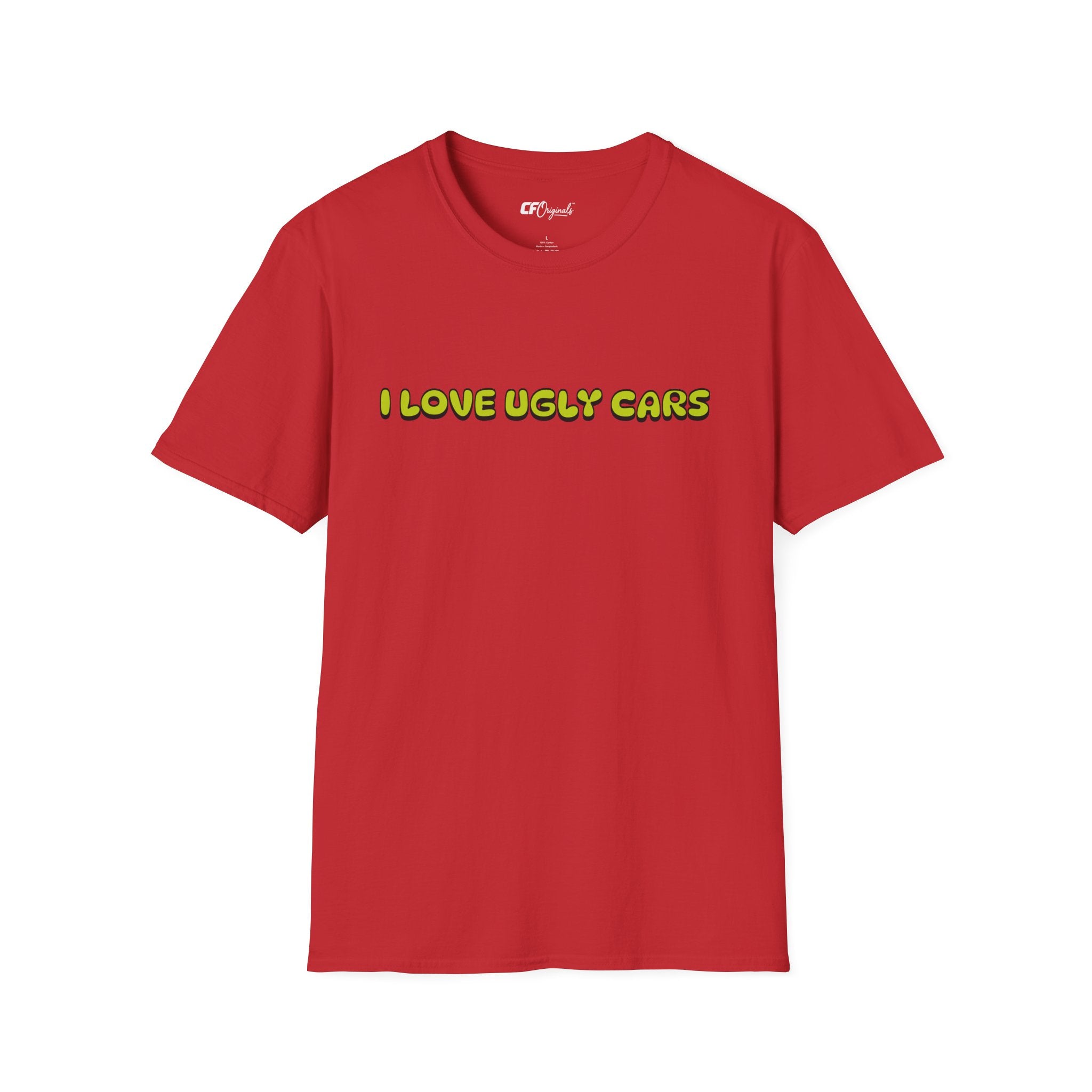 T-Shirt — "I Love Ugly Cars" Retro Green Graphic Tee