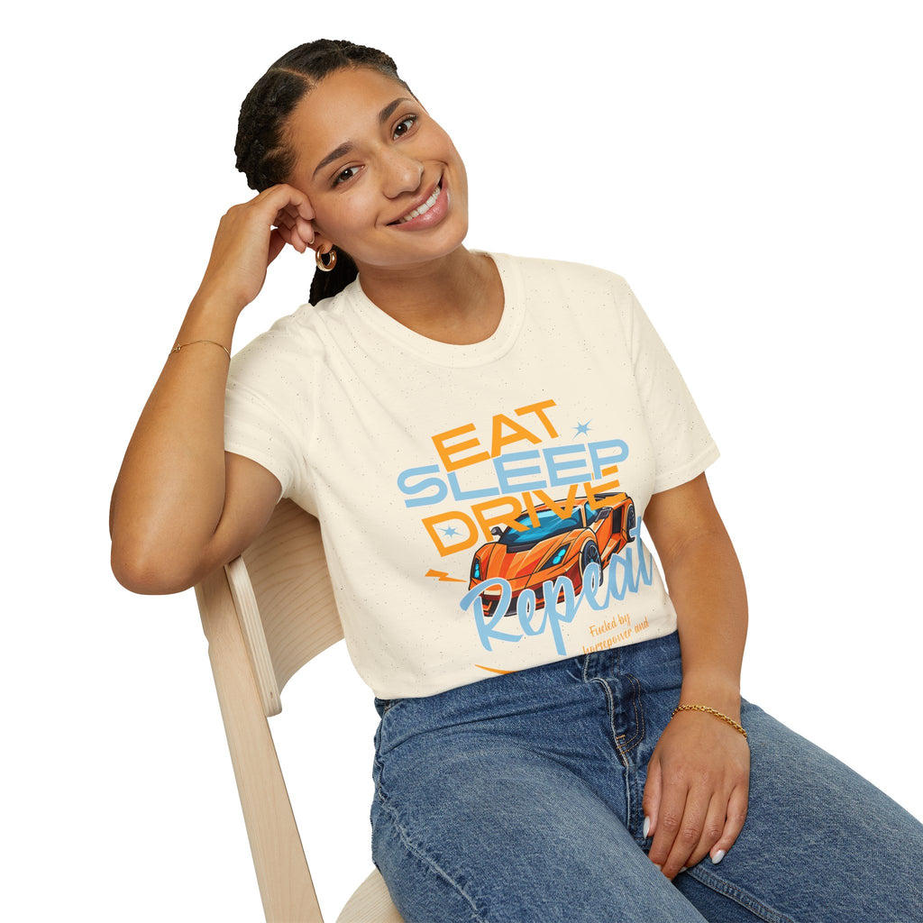 Eat Sleep Drive Repeat T-Shirt — Racing Car Graphic Tee for Motorsport Fans