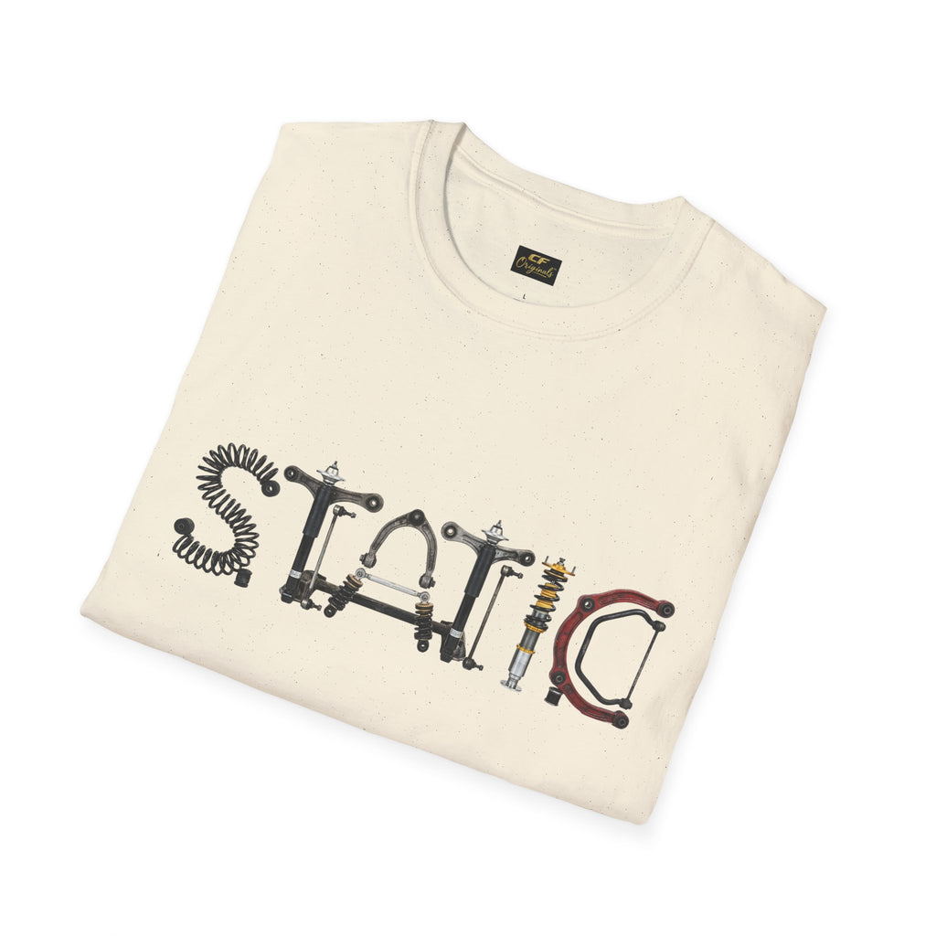 Static Graphic T-Shirt — Industrial Parts Lettering Tee