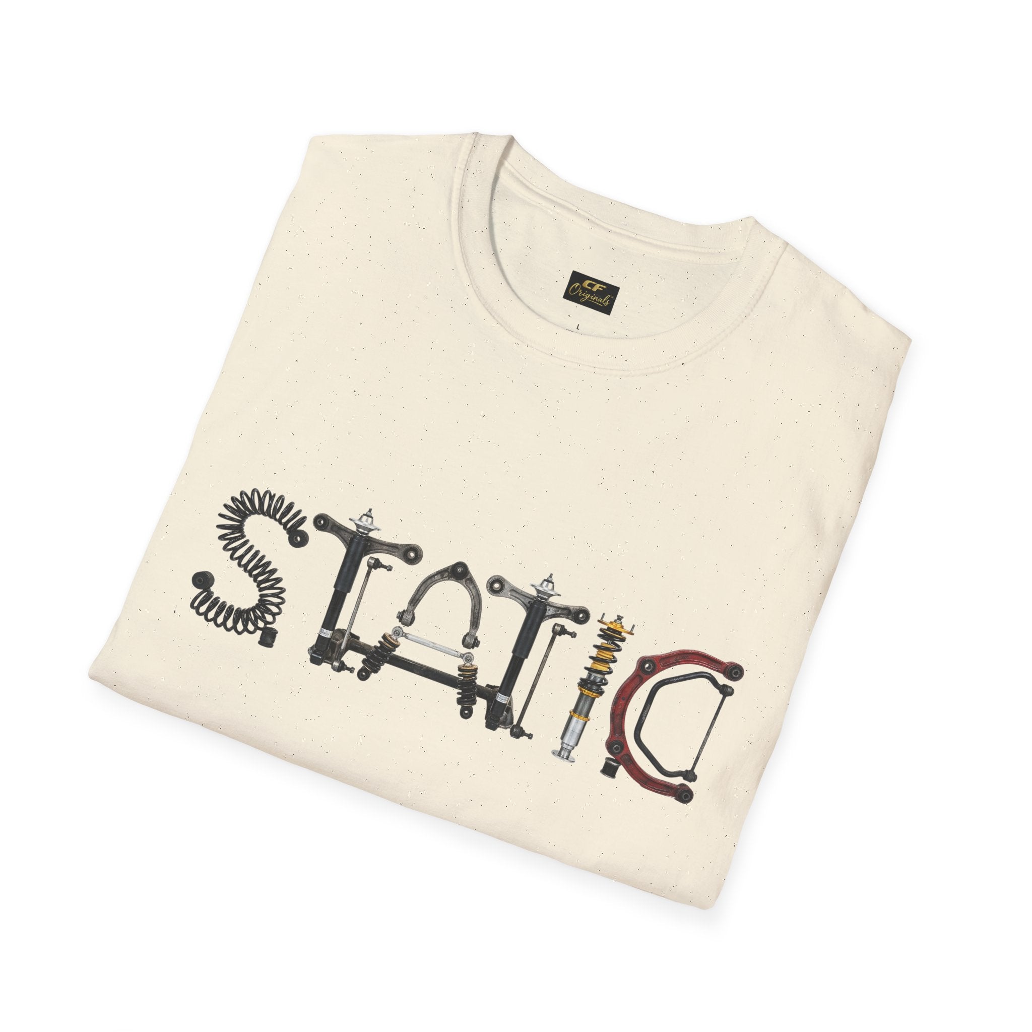 Static Graphic T-Shirt — Industrial Parts Lettering Tee