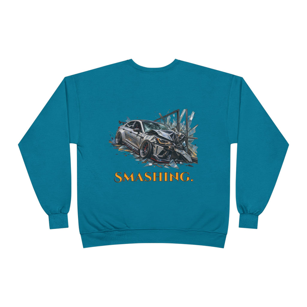 Smashing Crewneck Sweatshirt — Graphic Car Crash Design