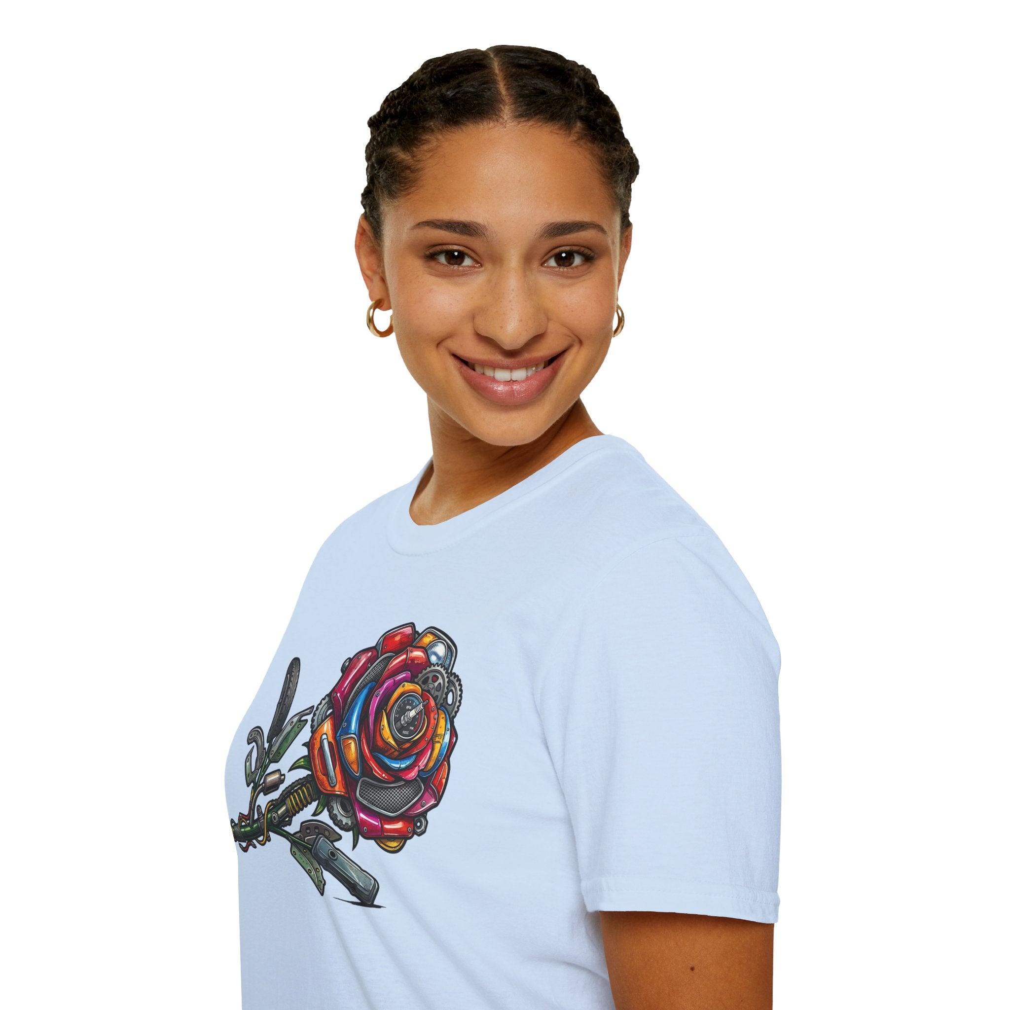 Colorful Mechanical Rose Graphic Tee