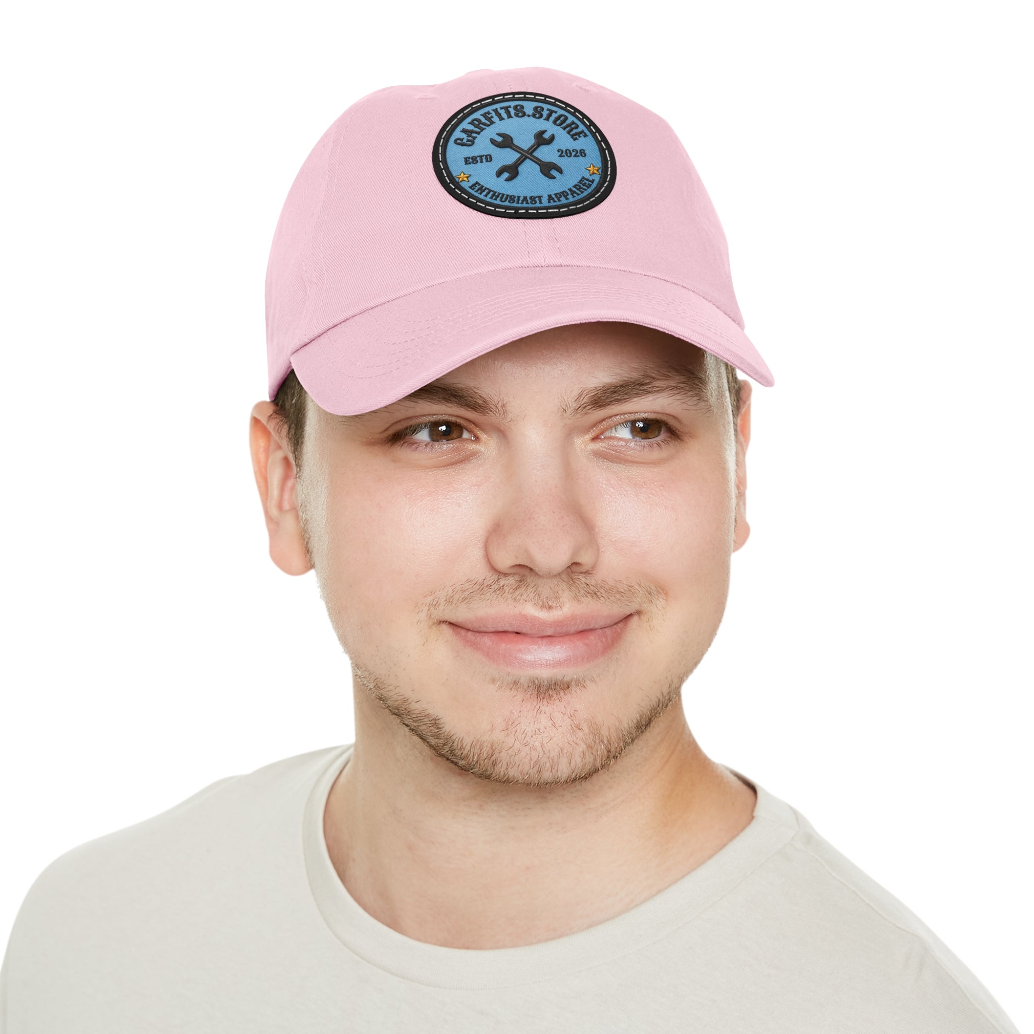 Mechanic Logo Dad Hat — Leather Patch Cap
