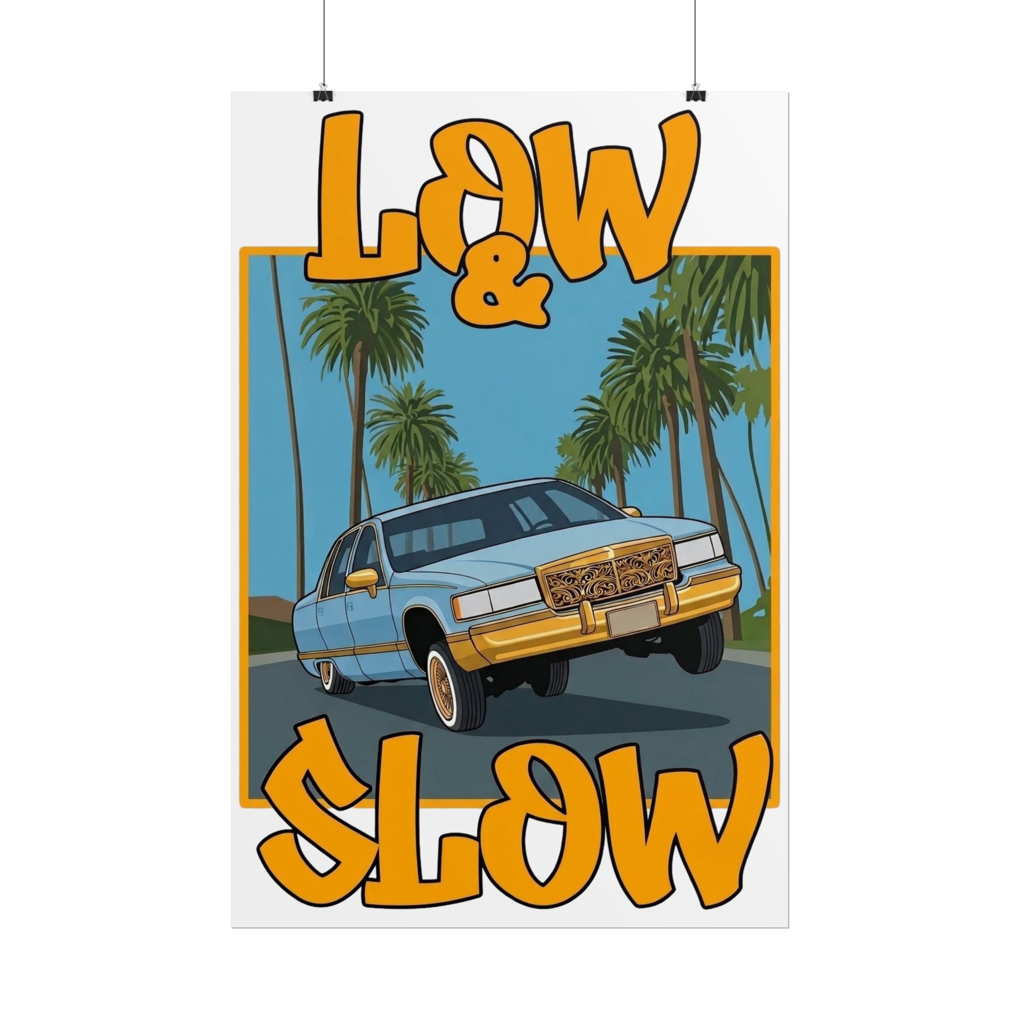 Low & Slow Car Poster — Vintage Lowrider Art Print (Rolled Poster)