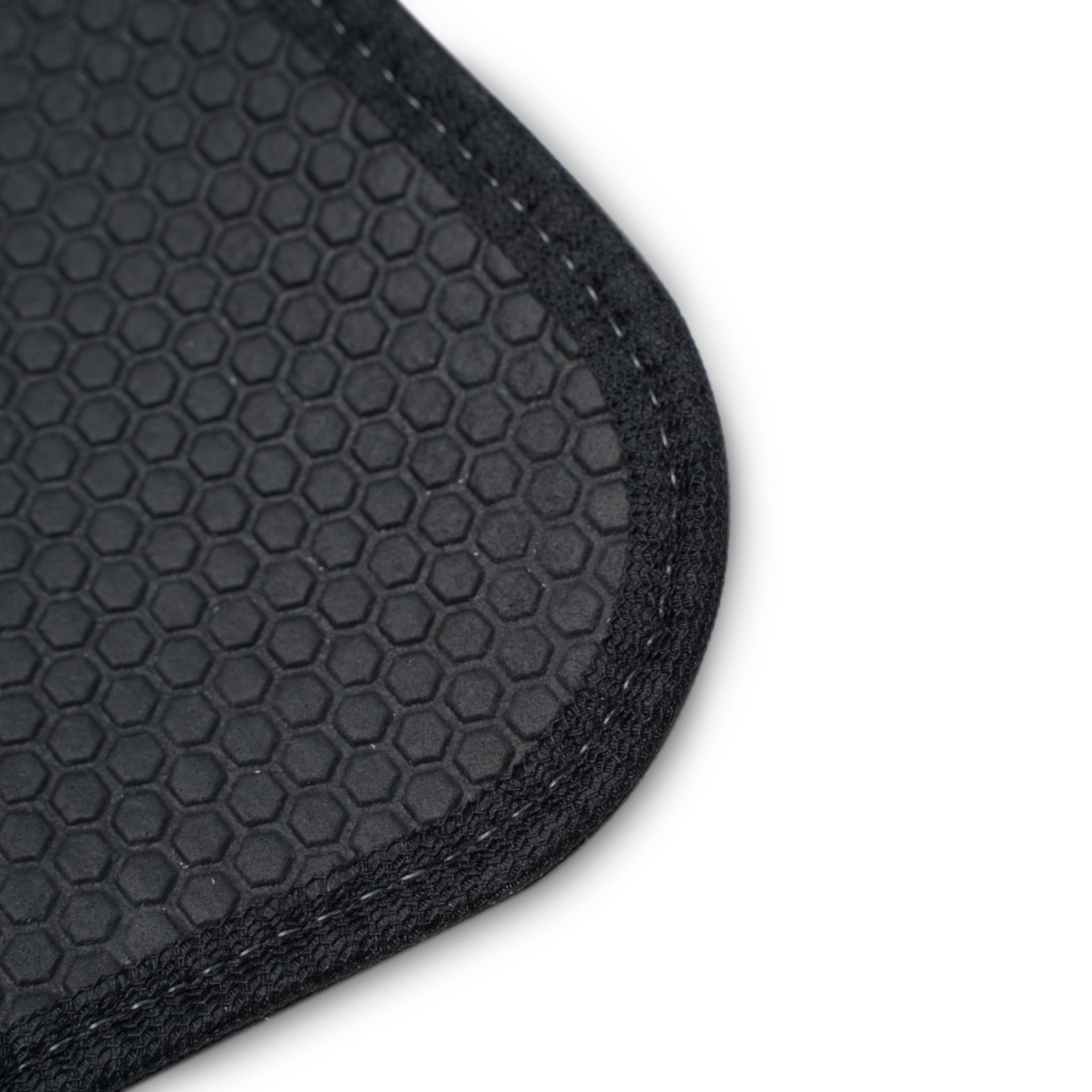 Floral Quilted-look Car Floor Mat — Monochrome Hibiscus Pattern, 1pc