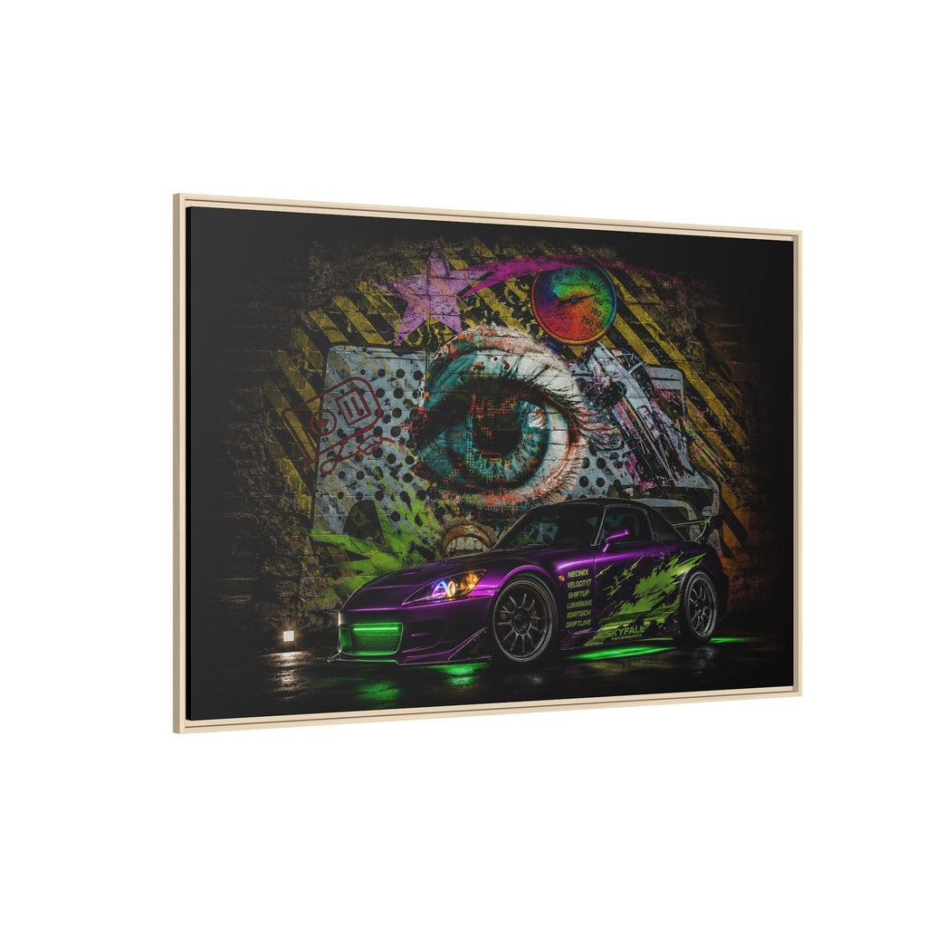 Graffiti Sports Car Matte Canvas - Framed Wall Art