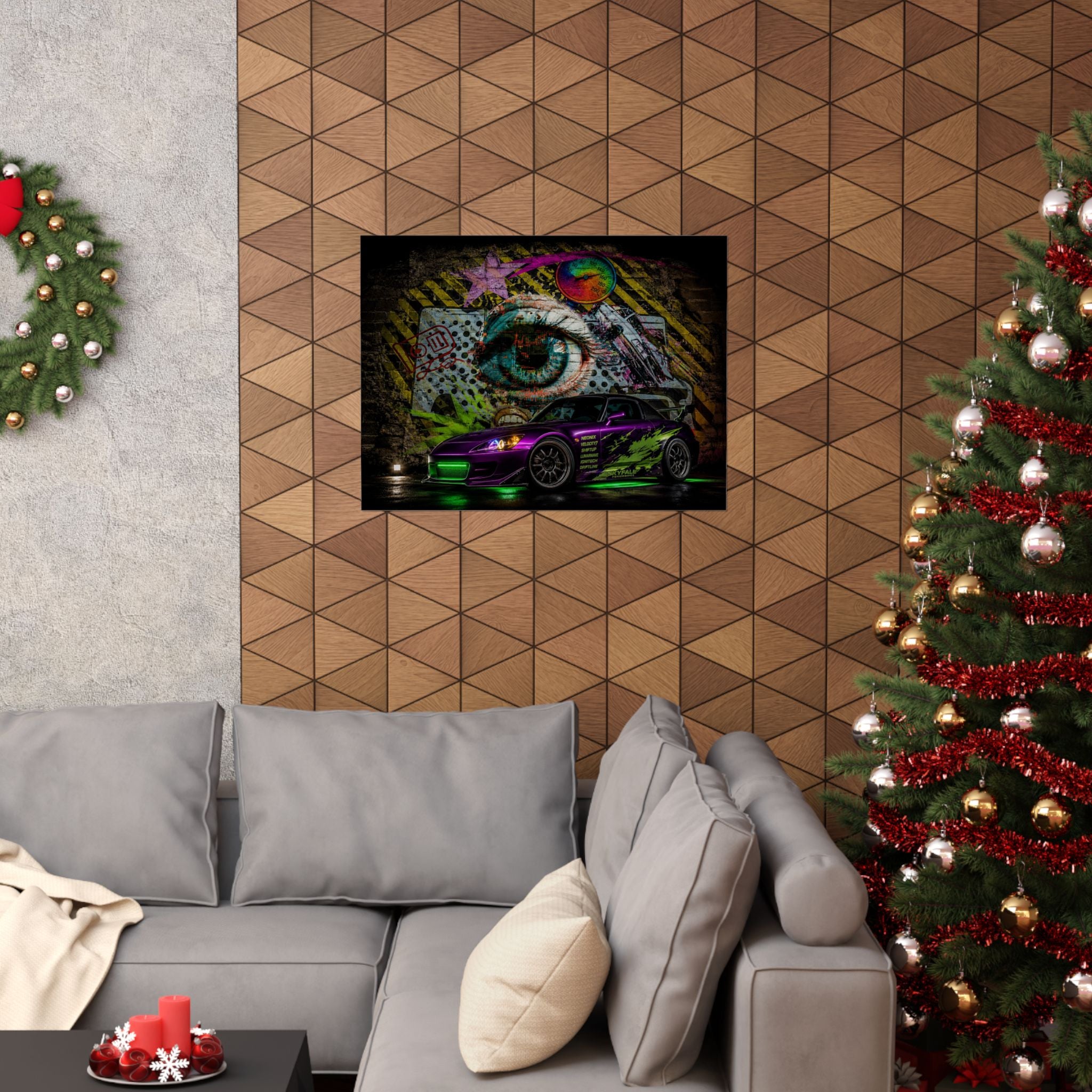 Graffiti Sports Car Matte Poster — Neon Drift Street Art Wall Print
