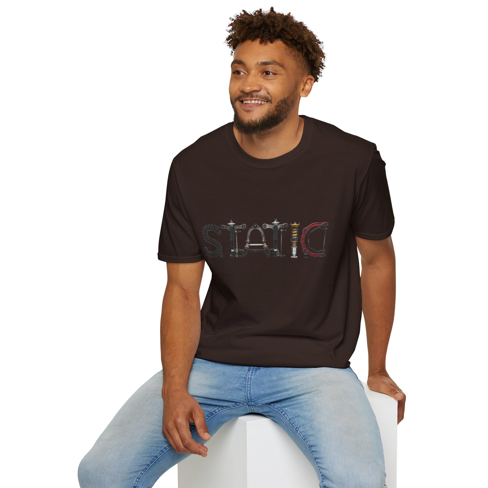 Static Graphic T-Shirt — Industrial Parts Lettering Tee